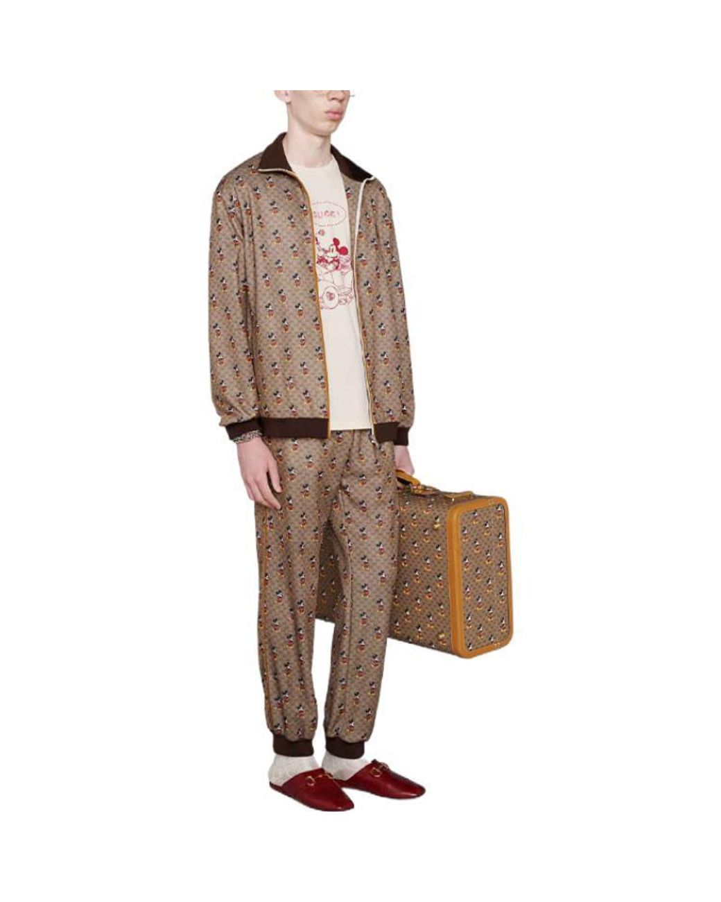 Gucci Brown X Disney Full-Printed Mickey Pattern Long Sleeve Jacket For for men