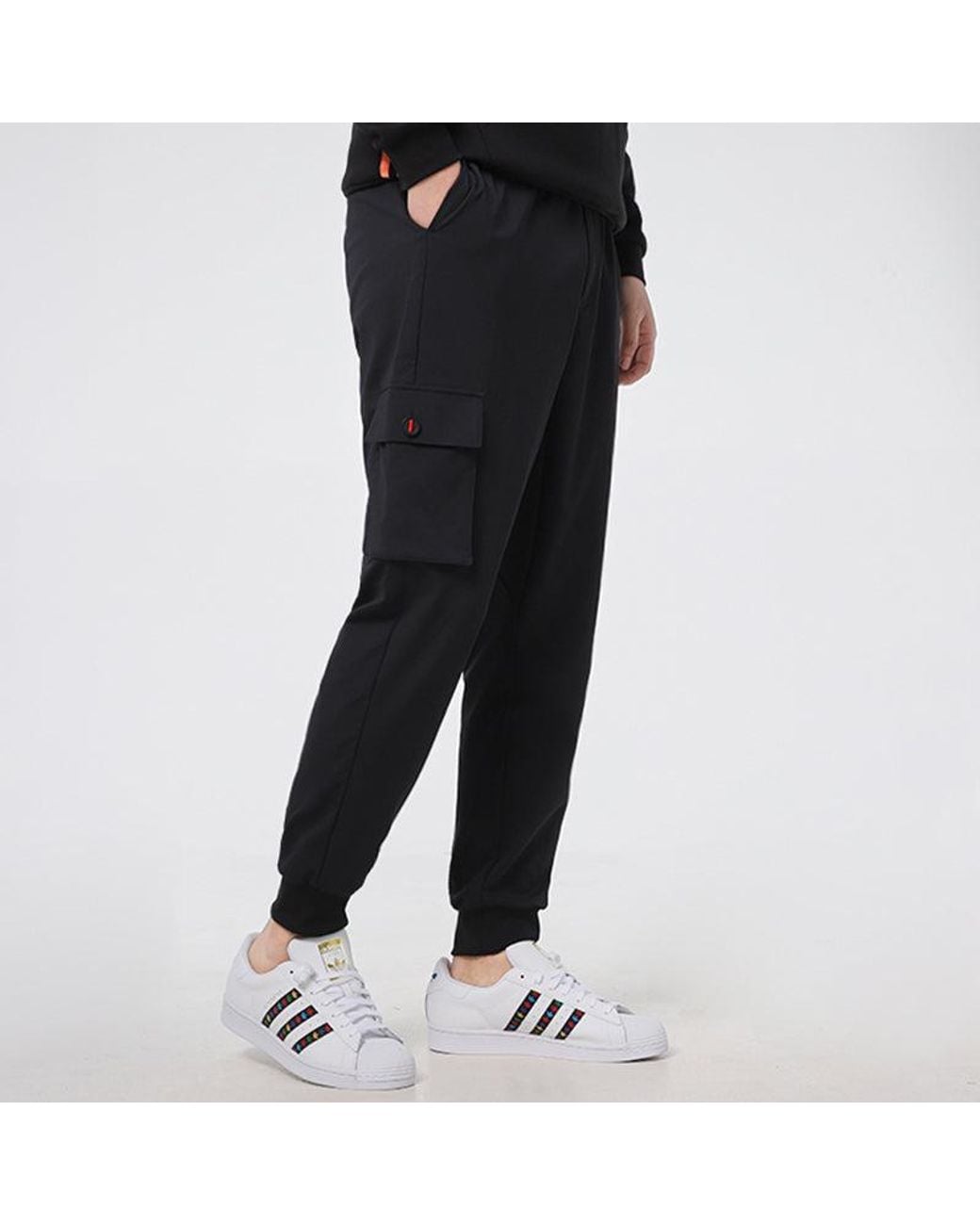 Adidas Black Neo Running Training Cozy Breathable Casual Woven Sports Pants for men