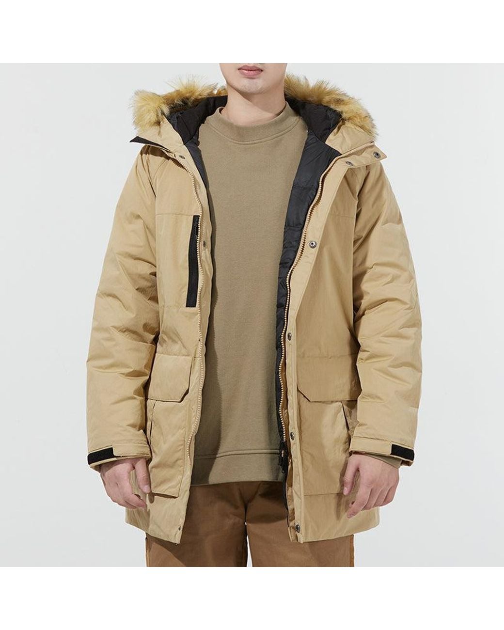 Adidas Natural Down Parka Mid-Length Stay Warm Hooded Down Jacket for men