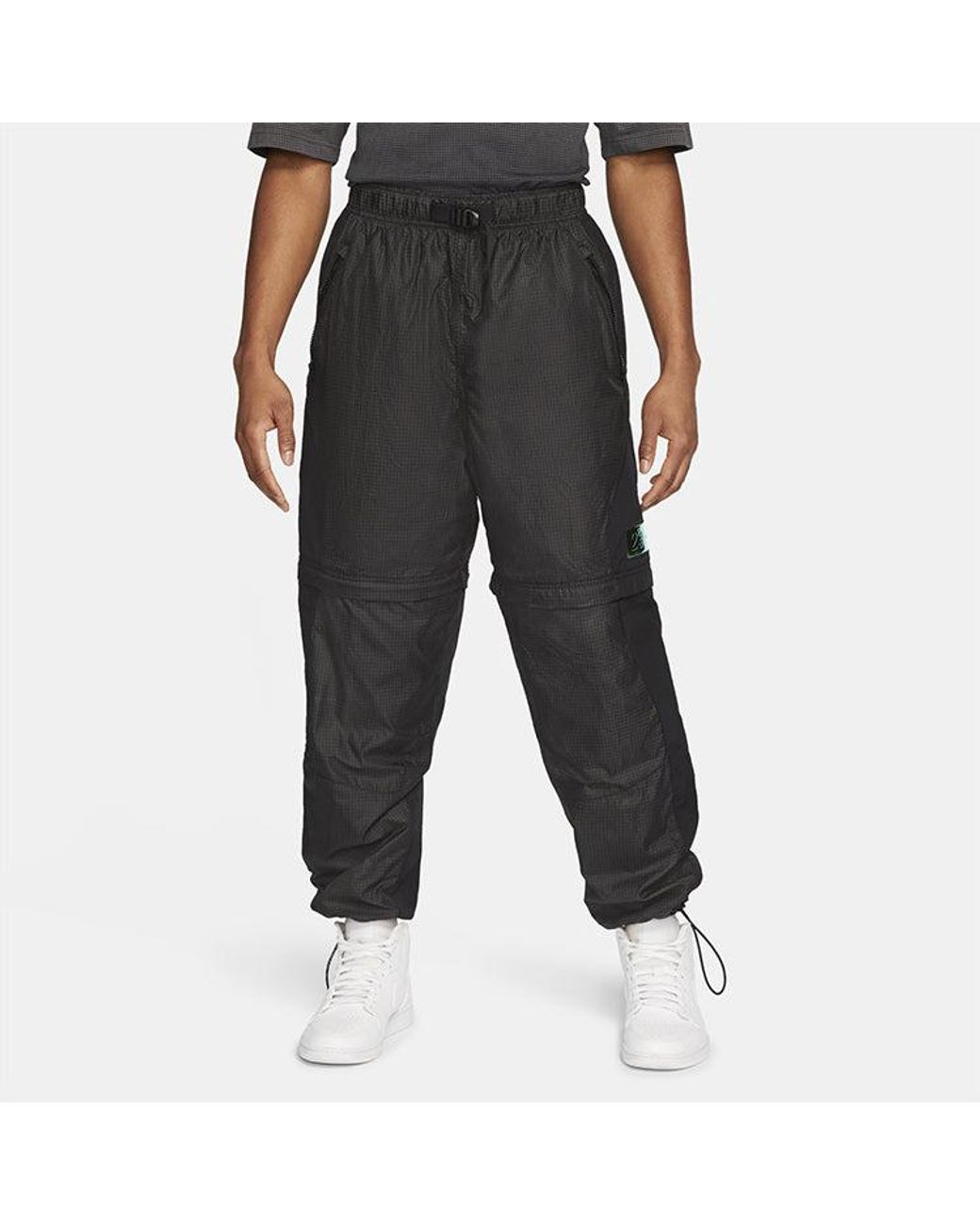 Nike Gray 23 Engineered Convertible 2-In-1 Removable Checkered Sports Trousers For for men