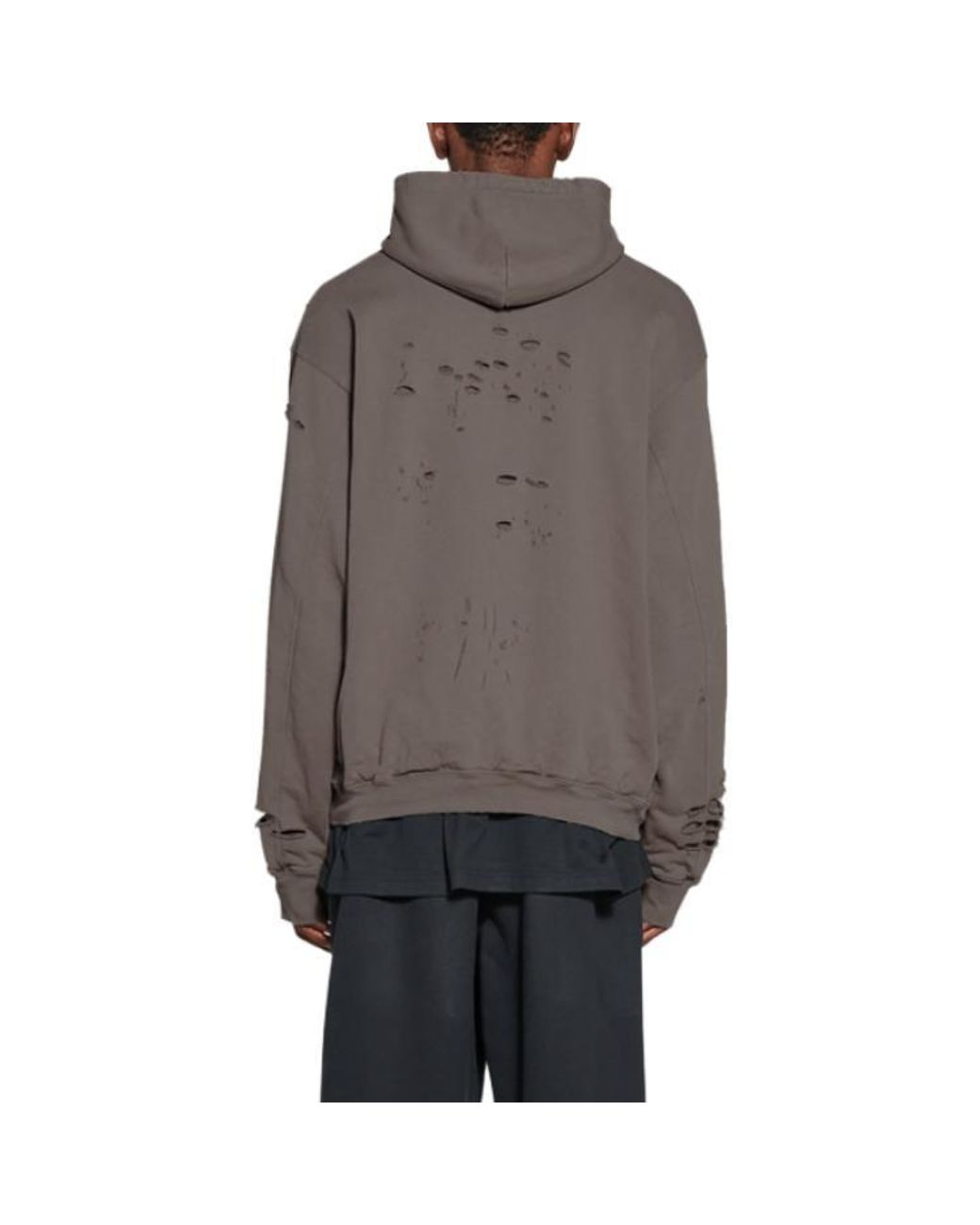 Balenciaga Gray Caps Destroyed Hoodie for men