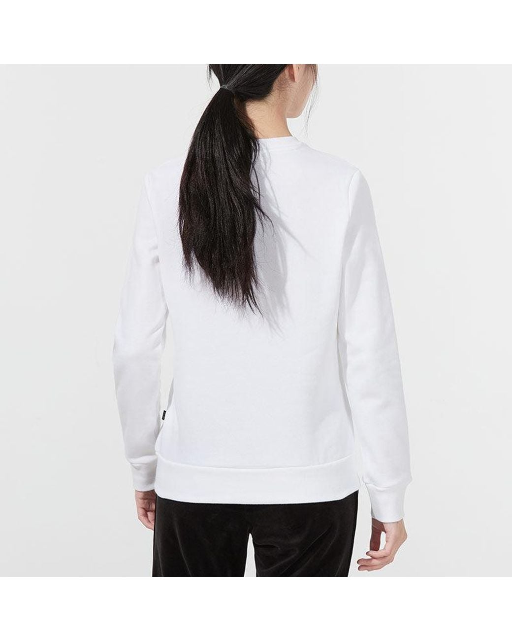 PUMA White (Wmns) Essential Logo Fleece Crew Neck Sweater