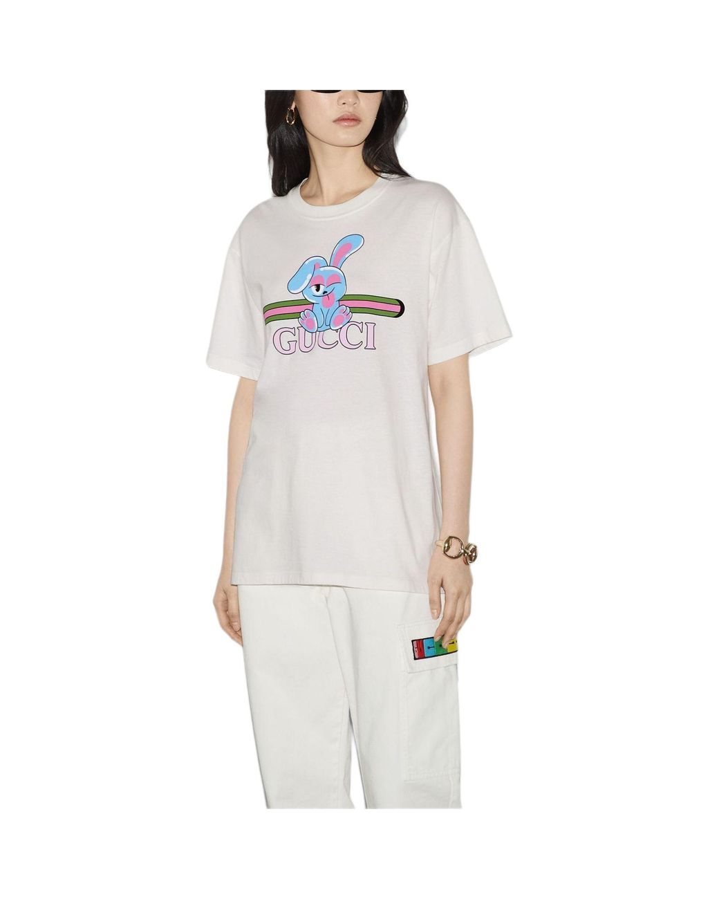 Gucci White (Wmns) Cotton Jersey Printed T-Shirt 'Off'