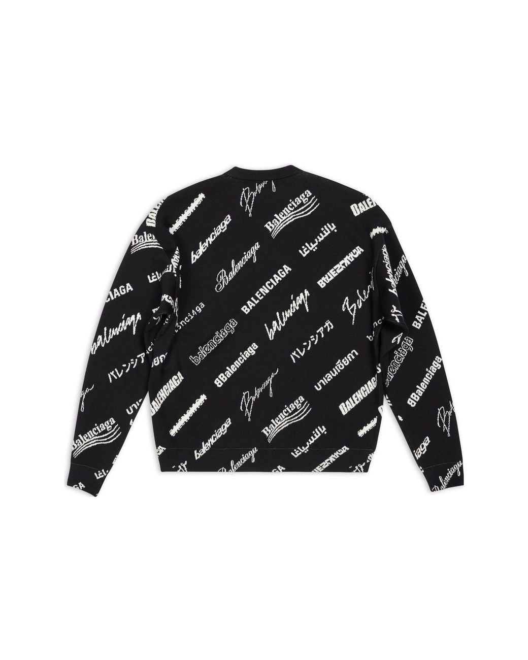 Balenciaga Black Allover Logo Print Crewneck Sweatshirt for men