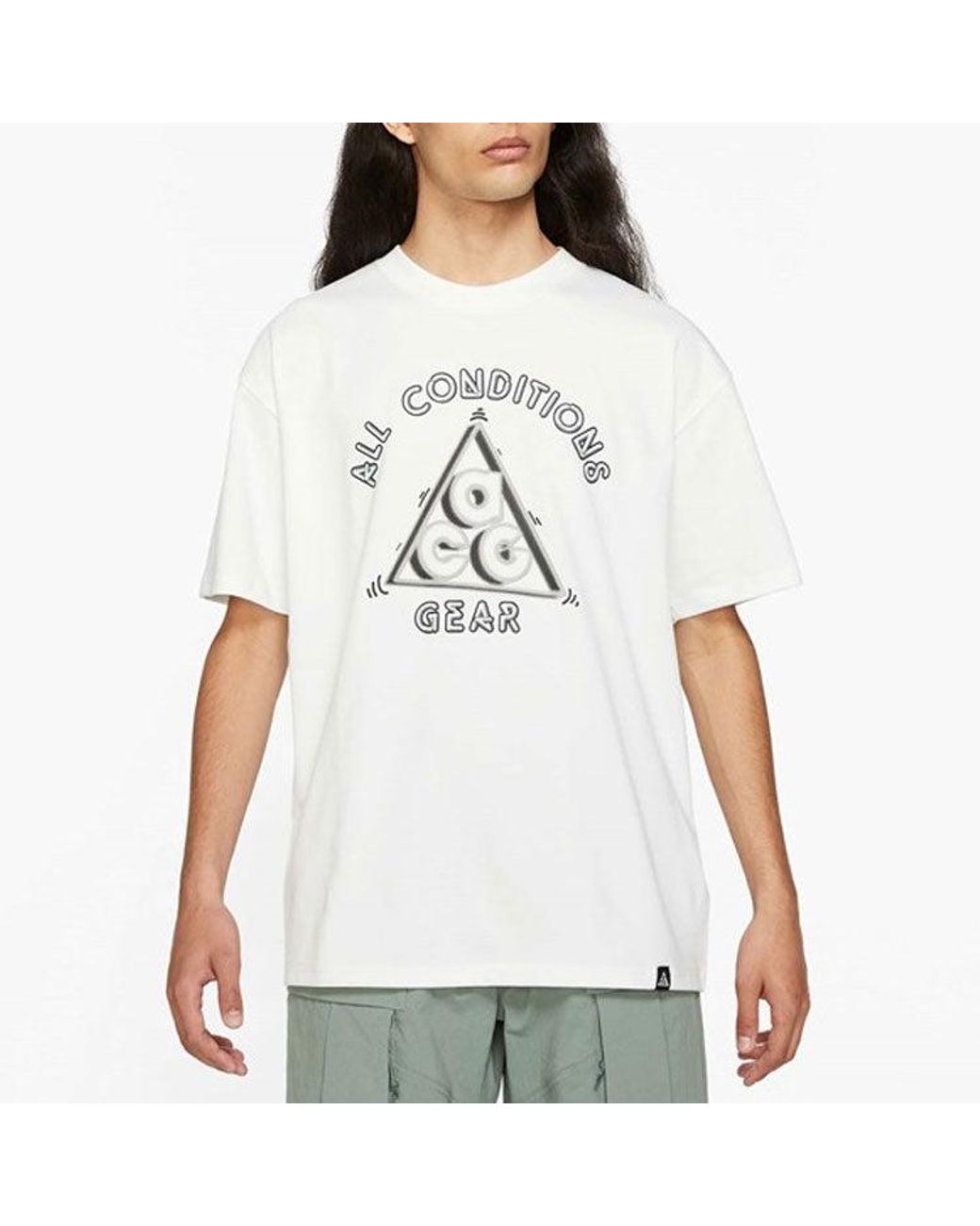Nike White Acg Outdoor Sports Alphabet Printing Short Sleeve for men