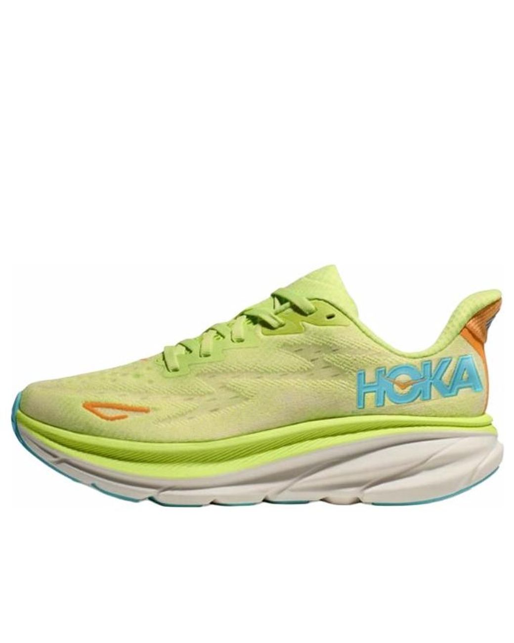 Hoka One One White (Wmns) Clifton 9 Wide 'Citron'