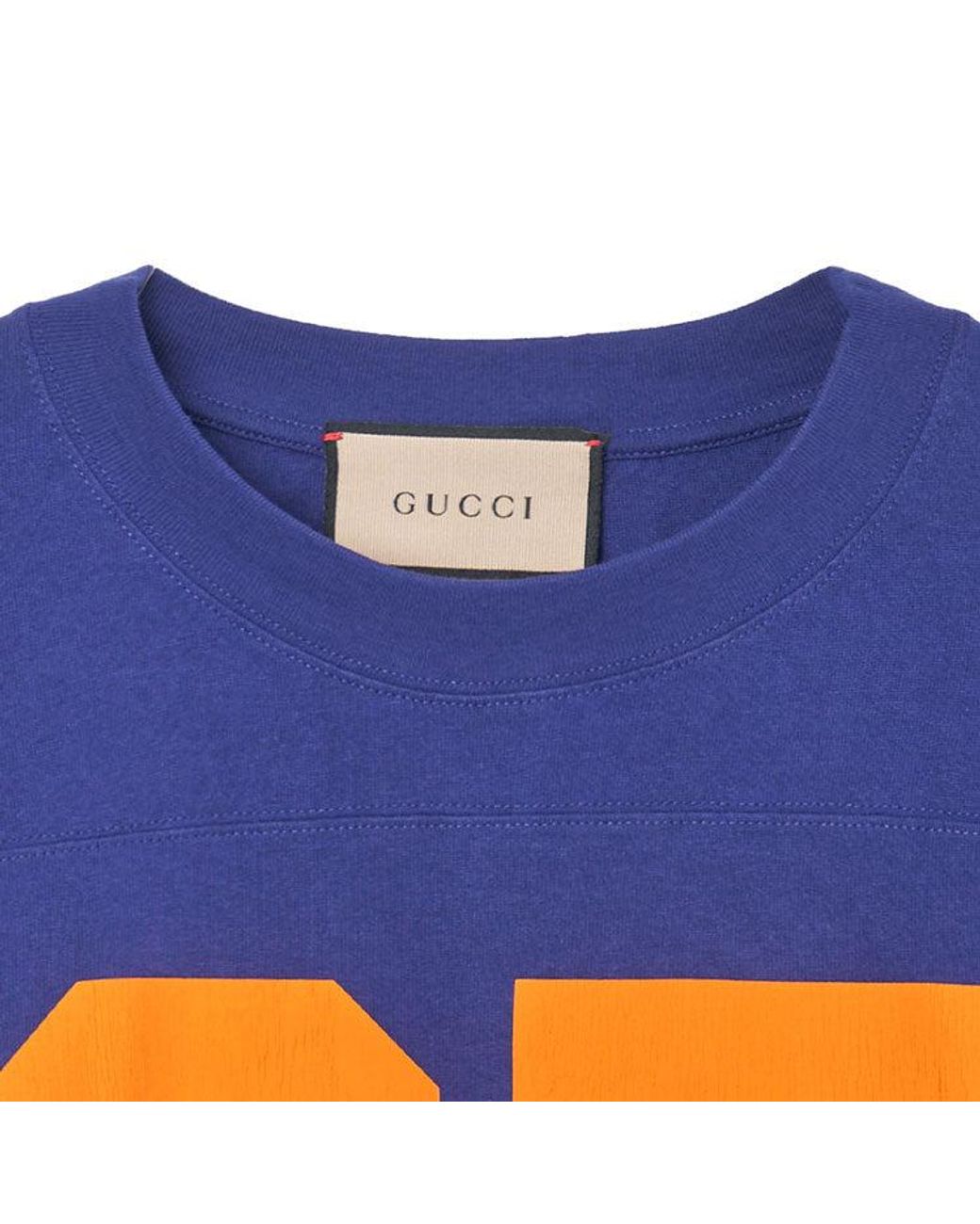Gucci Blue Logo Football Tee for men