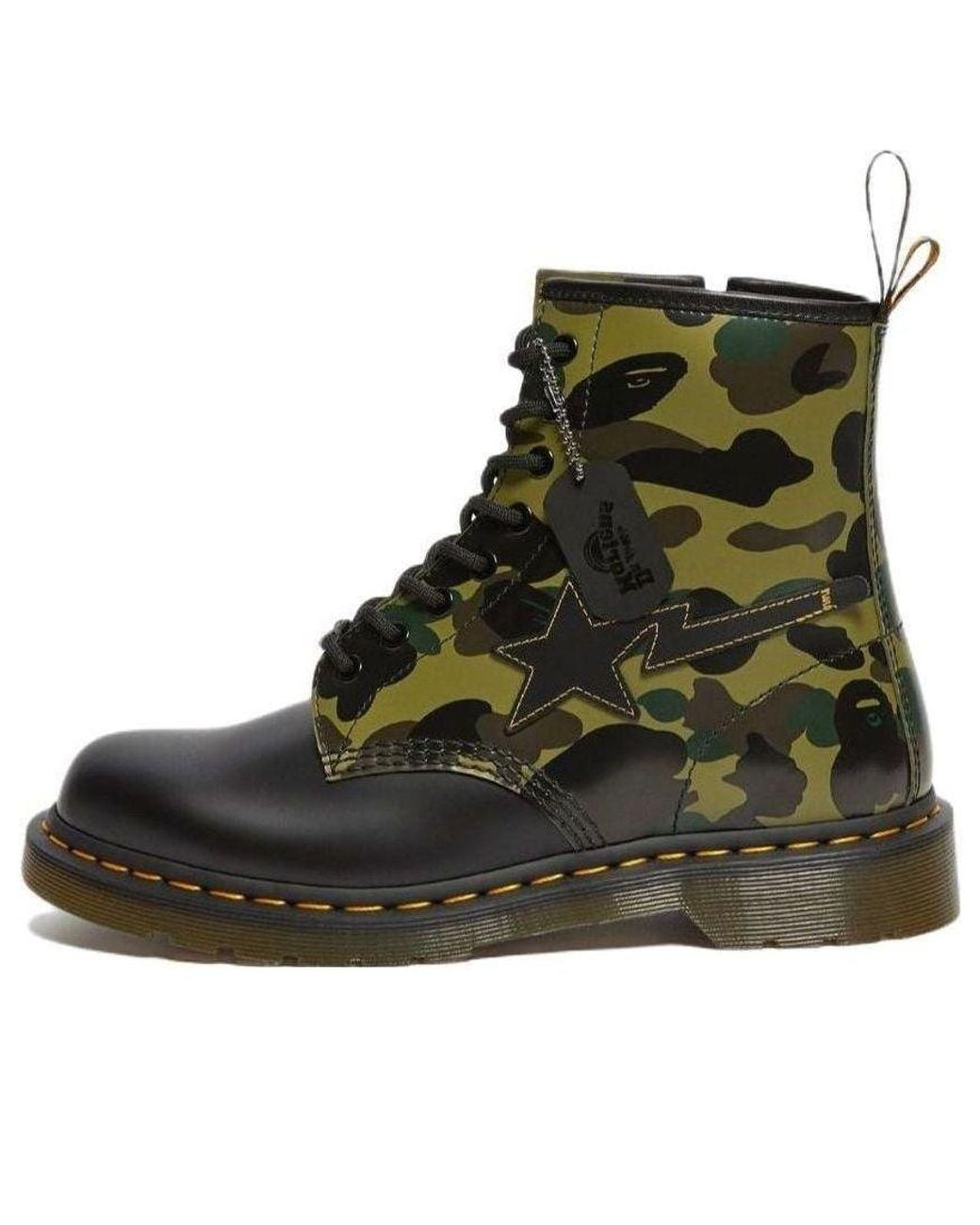 Dr. Martens Black A Bathing Ape X 1460 Zip 'Camo' for men