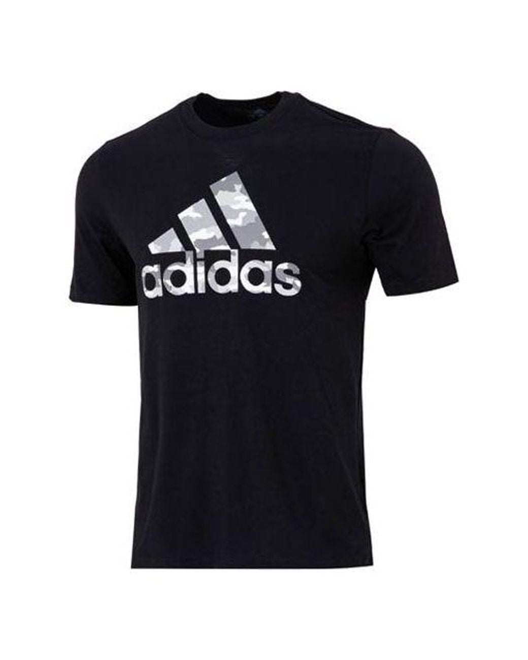 Adidas Black M Camo Bos G T Camouflage Logo Printing Sports Round Neck Short Sleeve for men