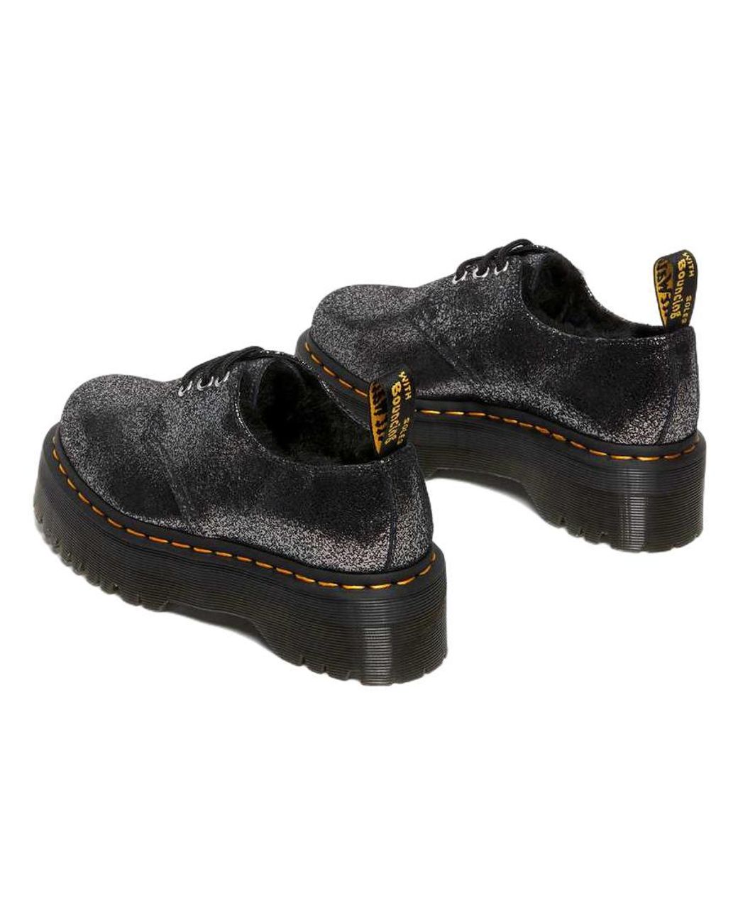 Dr. Martens Black 1461 Faux Fur-Lined Metallic Leather Platform Shoes for men