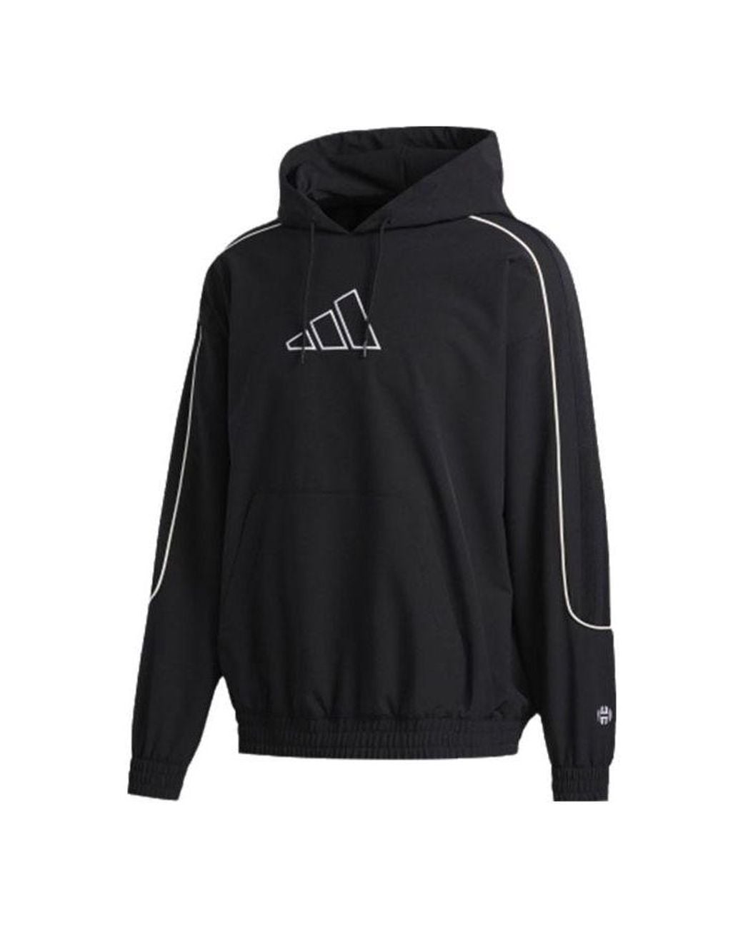 Adidas Black Hrd Cu Embroidered Logo Hooded Pullover Long Sleeves for men