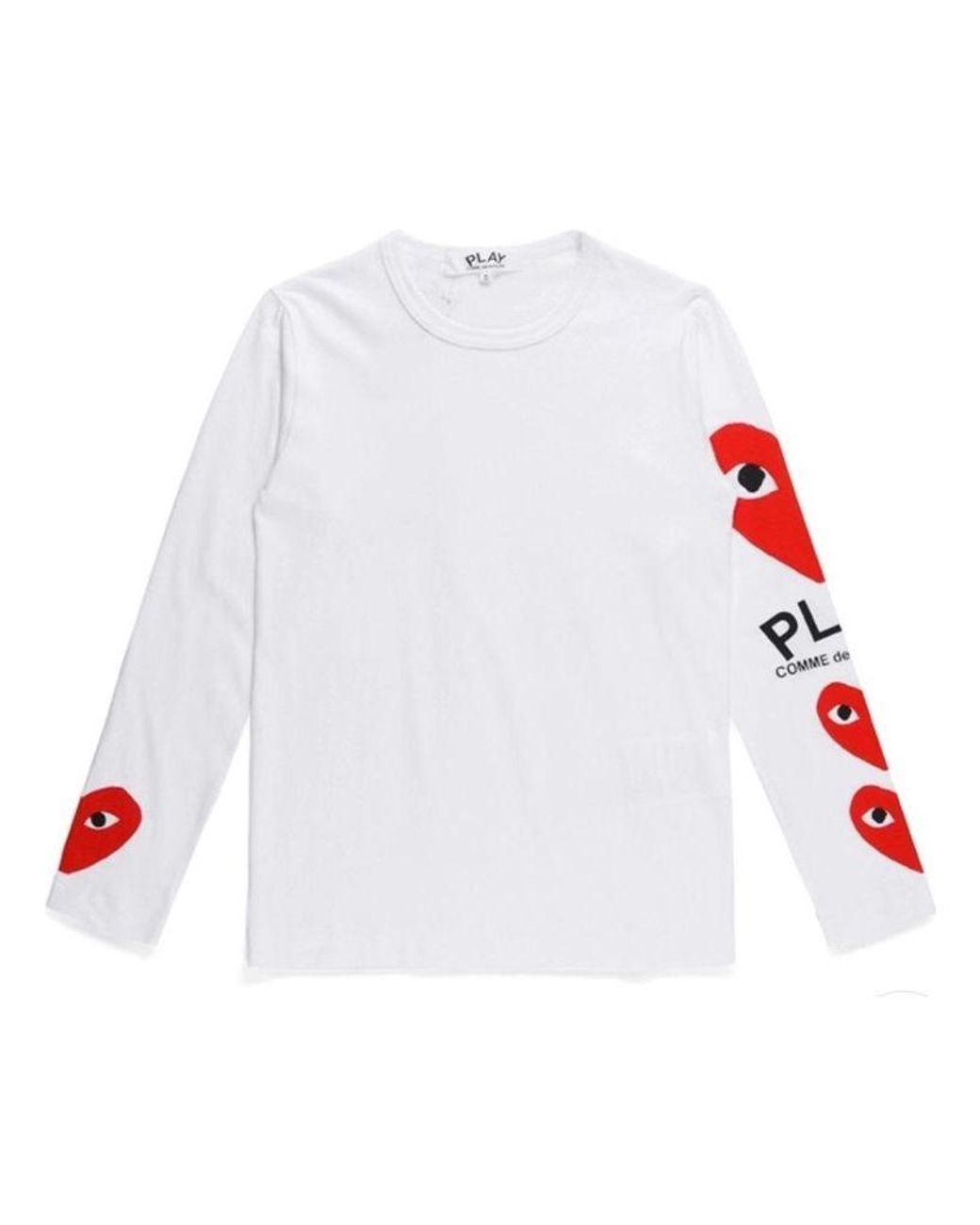 COMME DES GARÇONS PLAY White Printed Sleeve Long-Sleeve for men