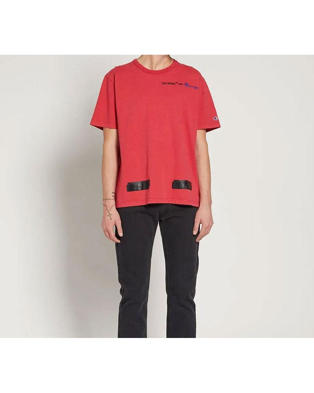 Off-White c/o Virgil Abloh Red X Champion Virgil Abloh Champion Tee for men
