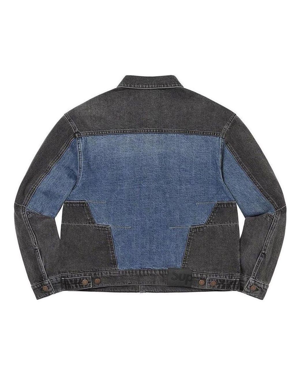 Supreme Gray 2-Tone Paneled Denim Jacket for men