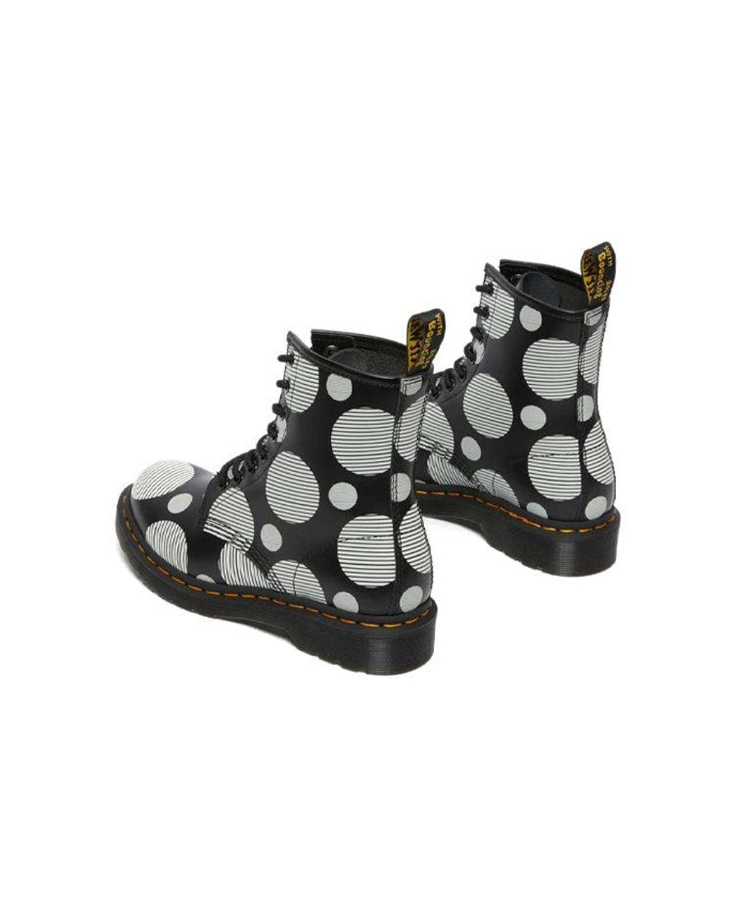 Dr. Martens Black (Wmns) Dr.Martens 1460 Polka Dot Smooth Leather Lace Up Boots