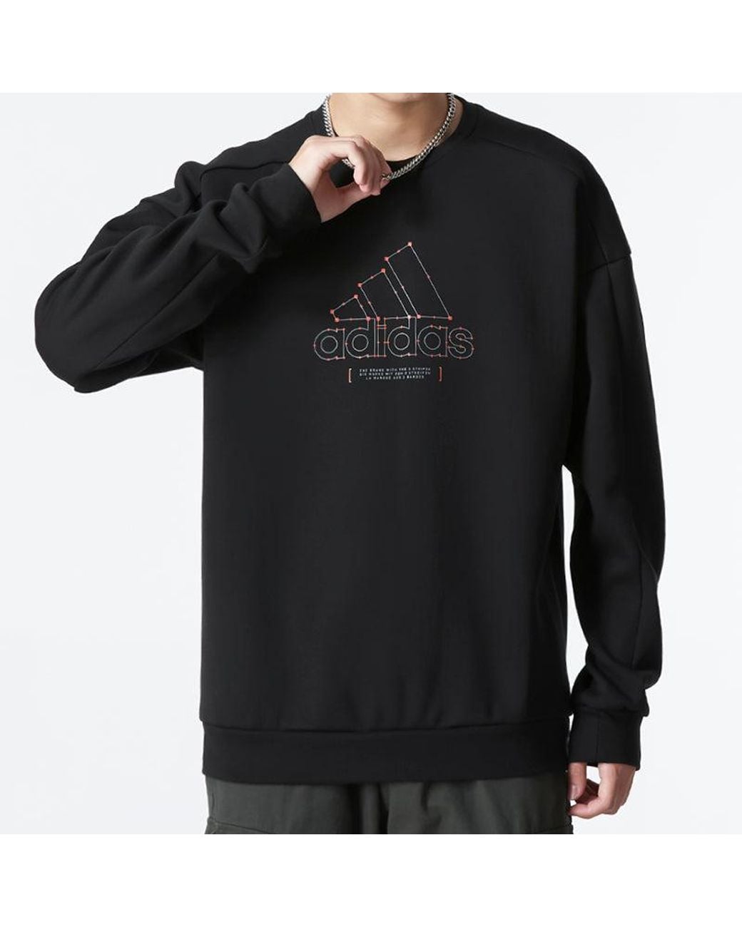 Adidas Black Th Mh Crew Logo Athleisure Casual Sports Round Neck for men