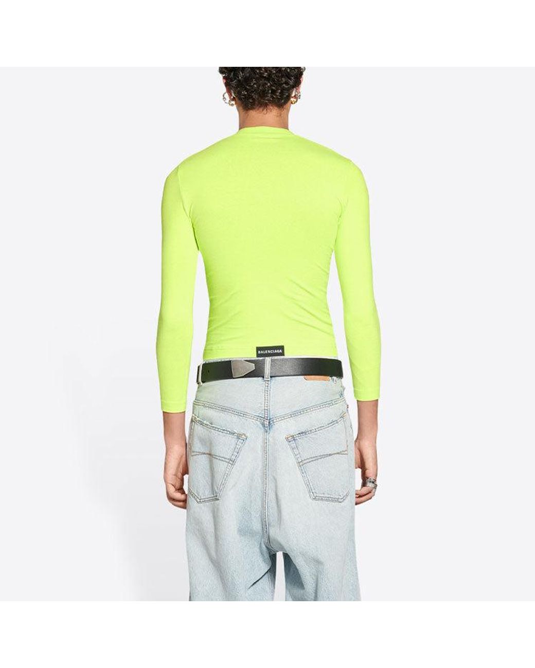 Balenciaga Yellow Crewneck Long Sleeve Top 'Fluo' for men