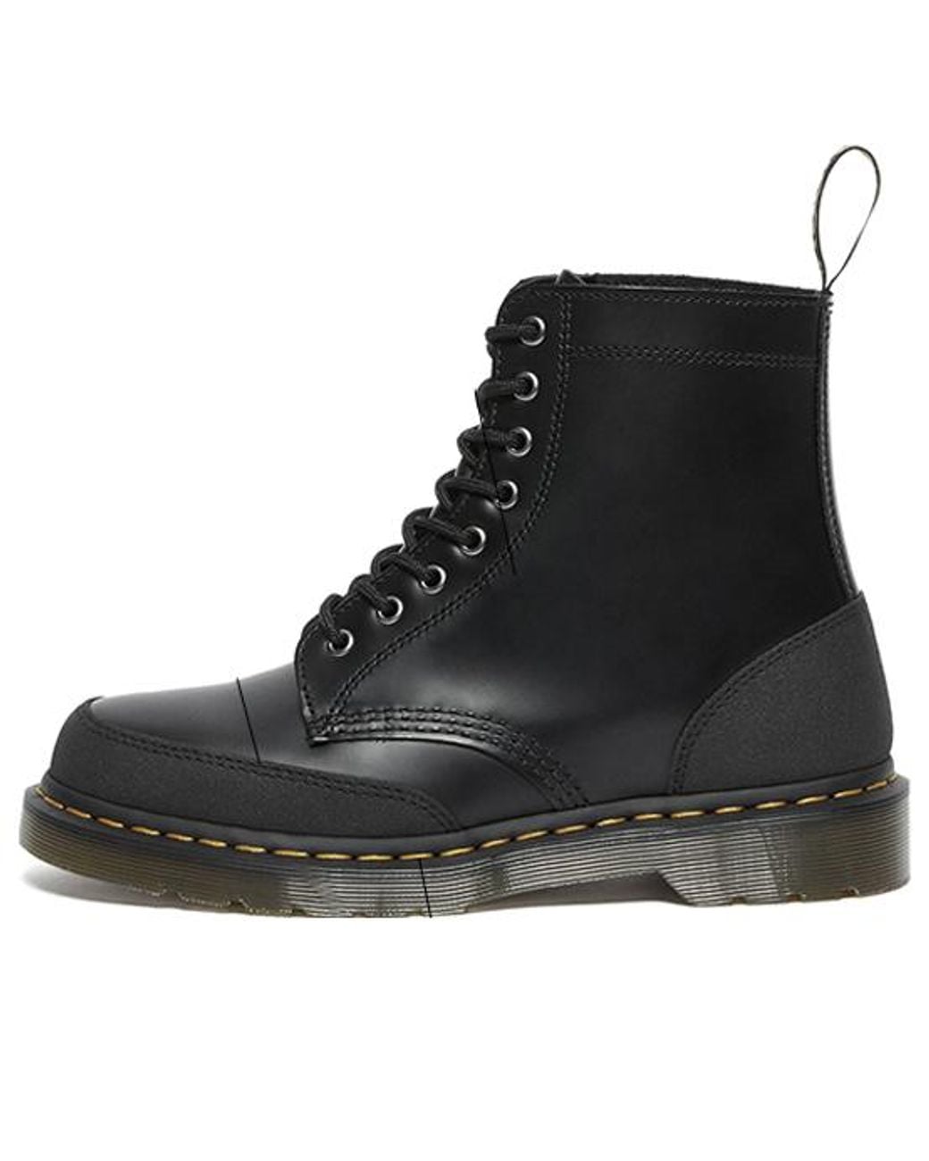 Dr. Martens Black 1460 Guard Panel Leather Lace Up Boots