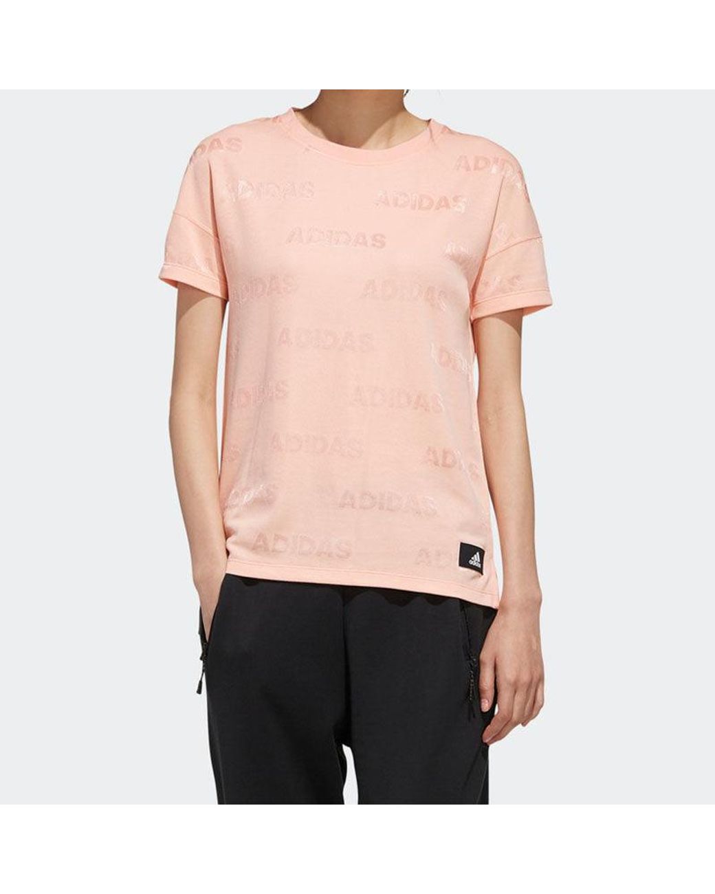 Adidas Pink (Wmns) Sports Stylish Round Neck Short Sleeve