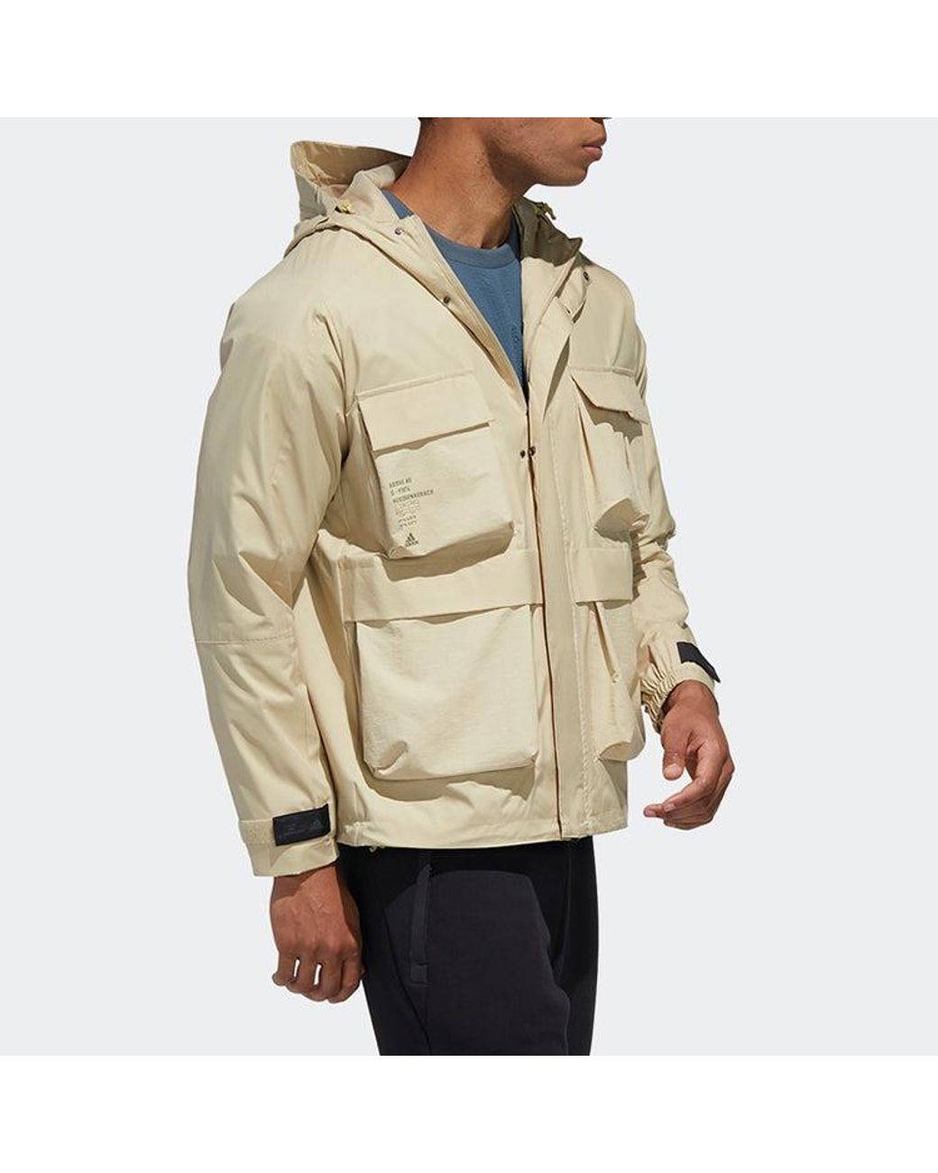 Adidas Natural Th Wb Jkt Multiple Pockets Sports Hooded Windbreaker Jacket for men