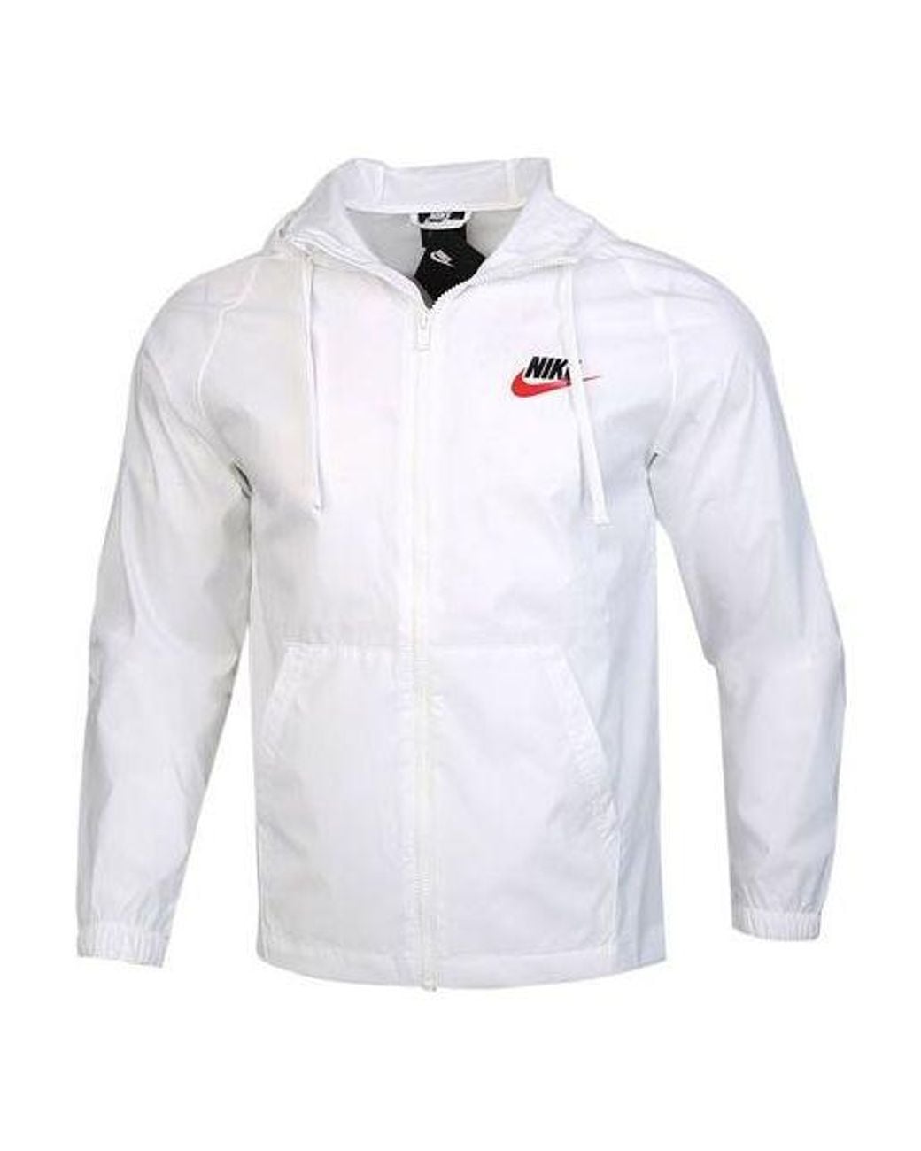 Nike White Back Large Logo Woven Sports Hooded Jacket for men