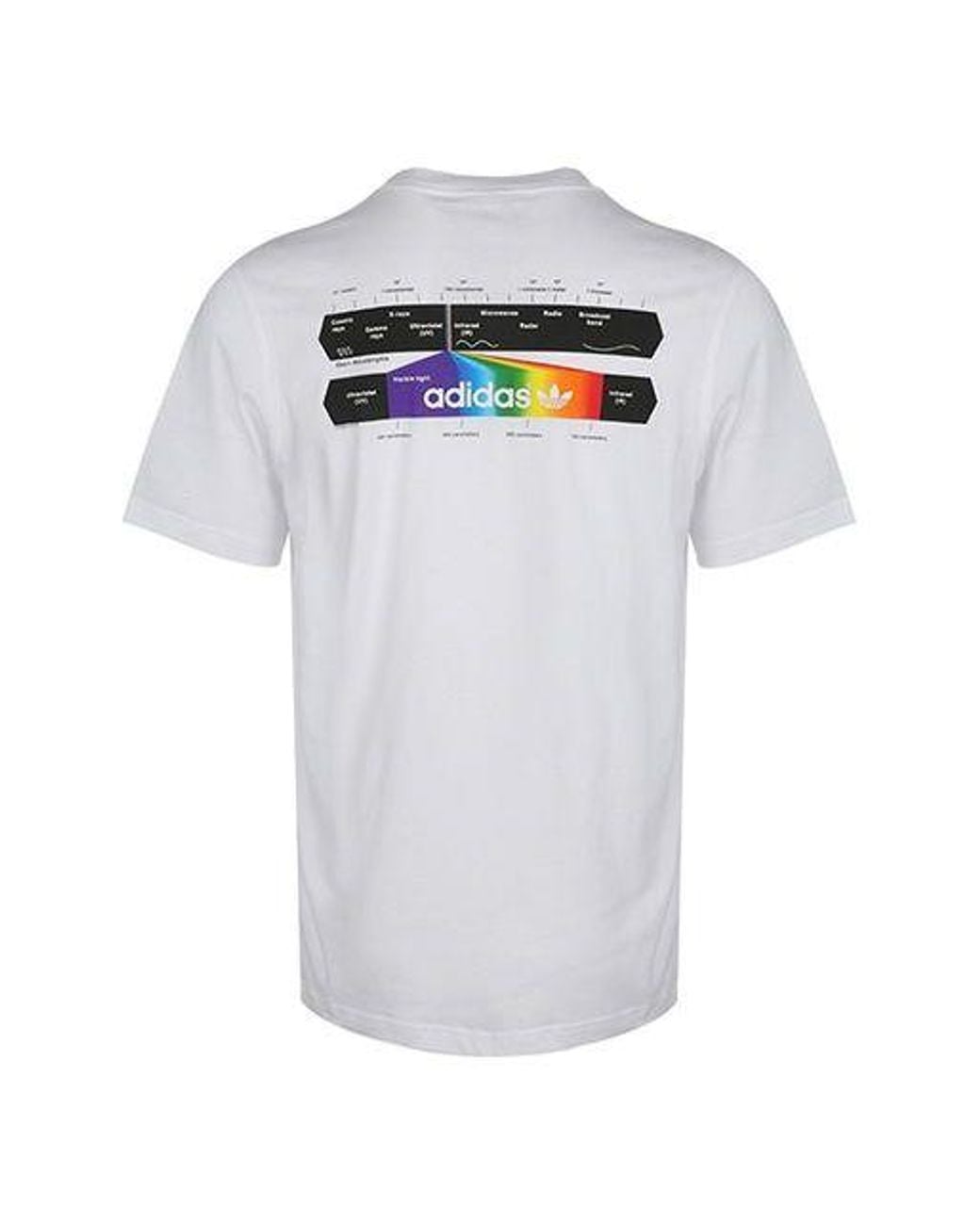 Adidas White Originals Spectrum Tee Sports Printing Round Neck Short Sleeve for men