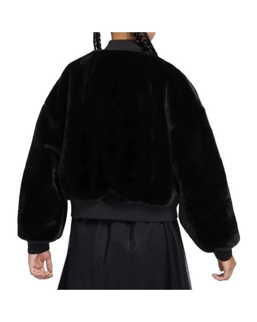 Nike Black (Wmns) Sportswear Reversible Faux Fur Bomber Jacket