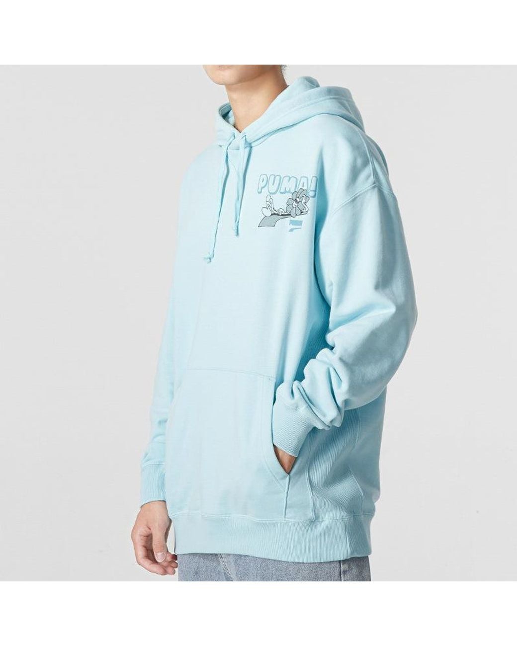 PUMA Blue Downtown Logo Hoodie for men