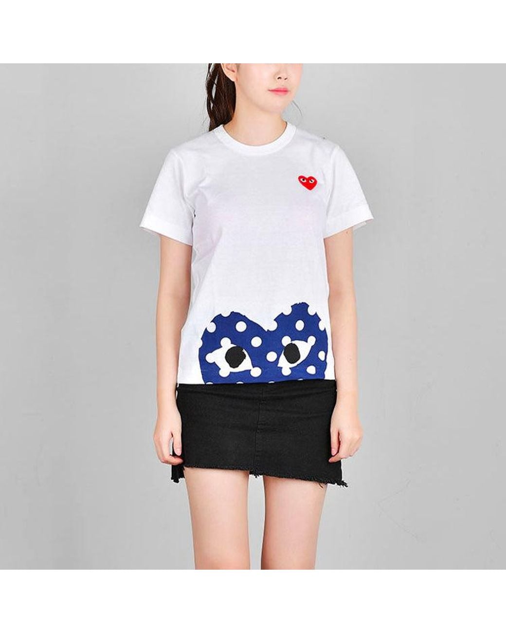 COMME DES GARÇONS PLAY White (Wmns) Polka Dot Half Heart Tee