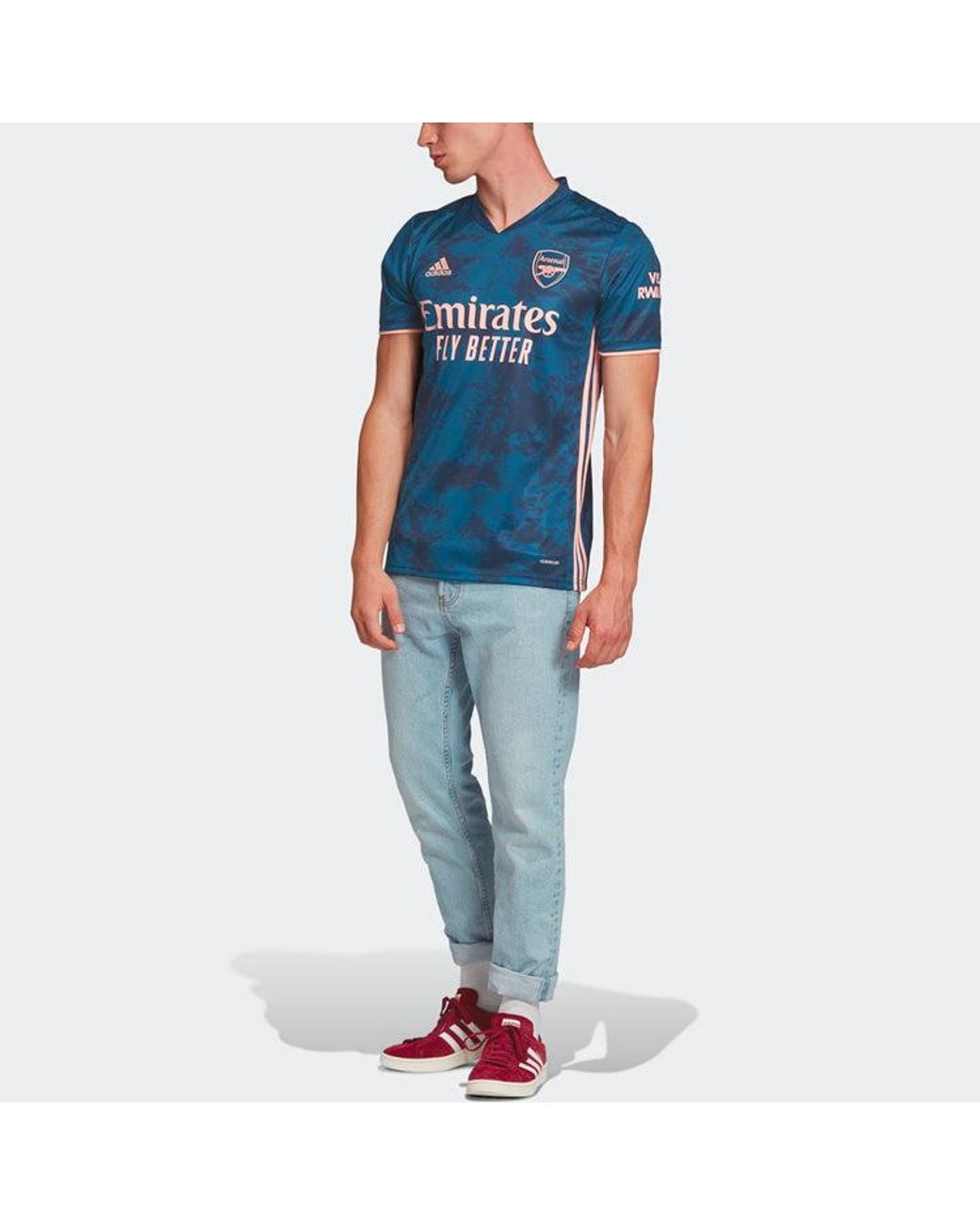 Adidas Blue Sports Soccer/Football Jersey Sw Fan Edition 20-21 Season Arsenal Away for men