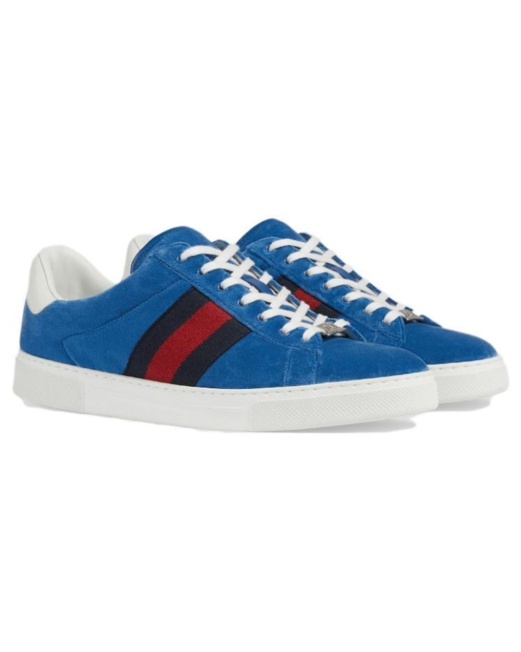 Gucci Blue Ace Velvet Sneakers for men