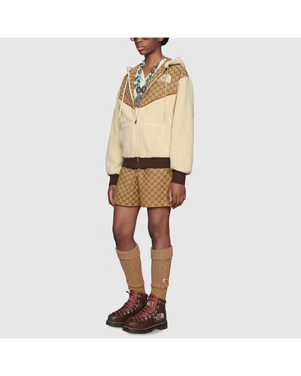 Gucci Natural The North Face X Gg Canvas Shearling Jacket for men
