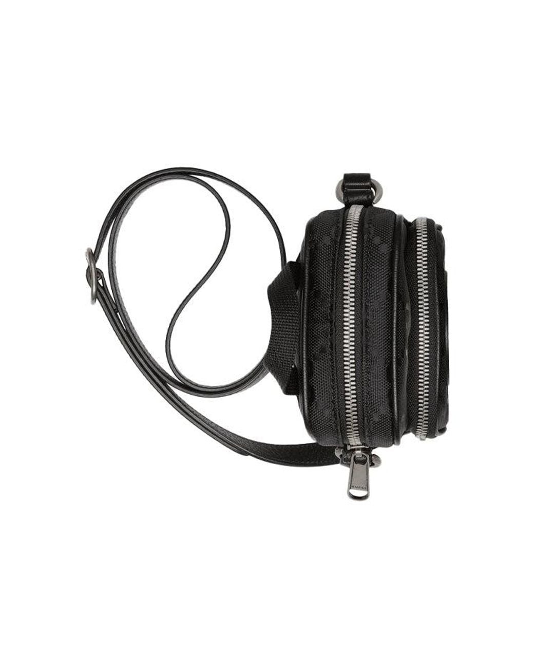 Gucci Black Off The Grid Otg Environmental Friendly Series Logo Leather Logo Nylon Handbag Mini for men