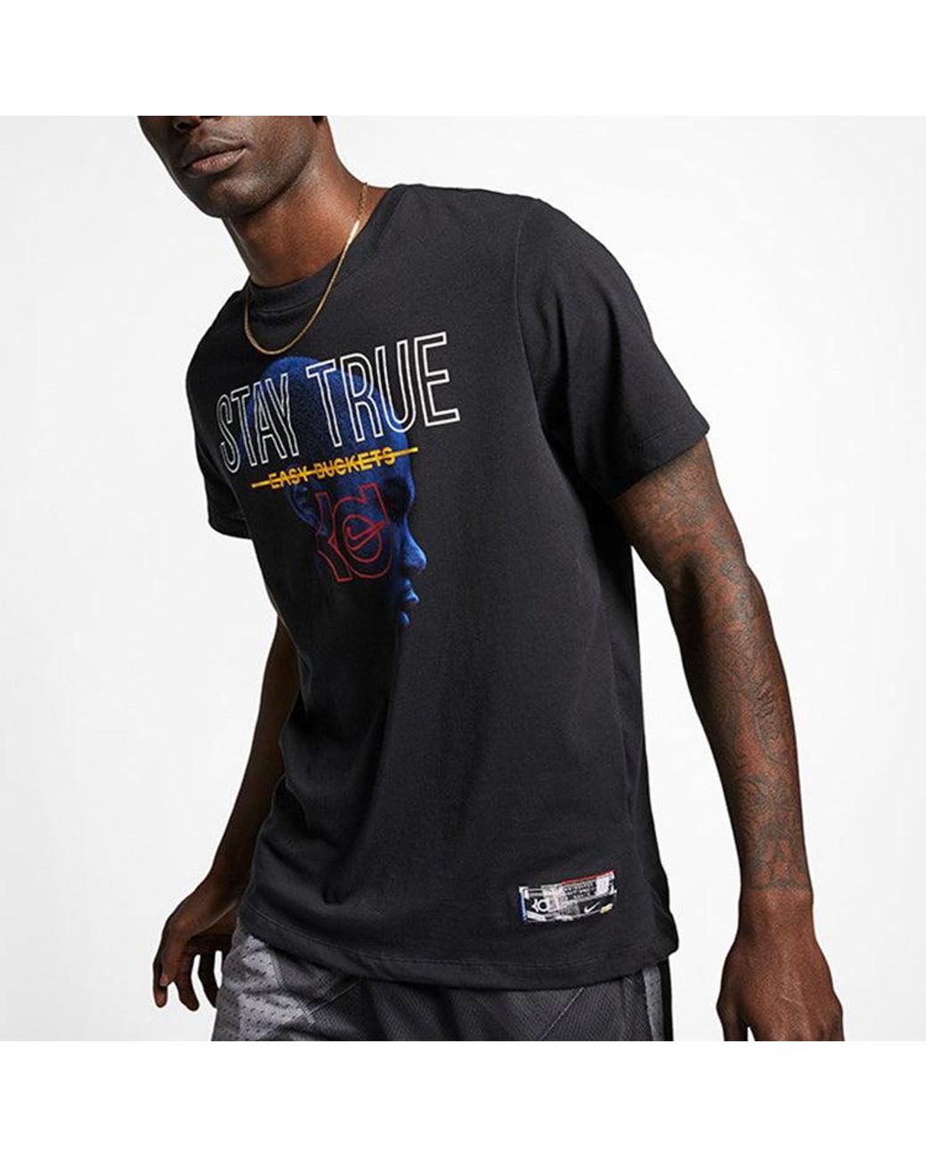 Nike Black Kd Dri-Fit Alphabet Portrait Printing Short Sleeve for men