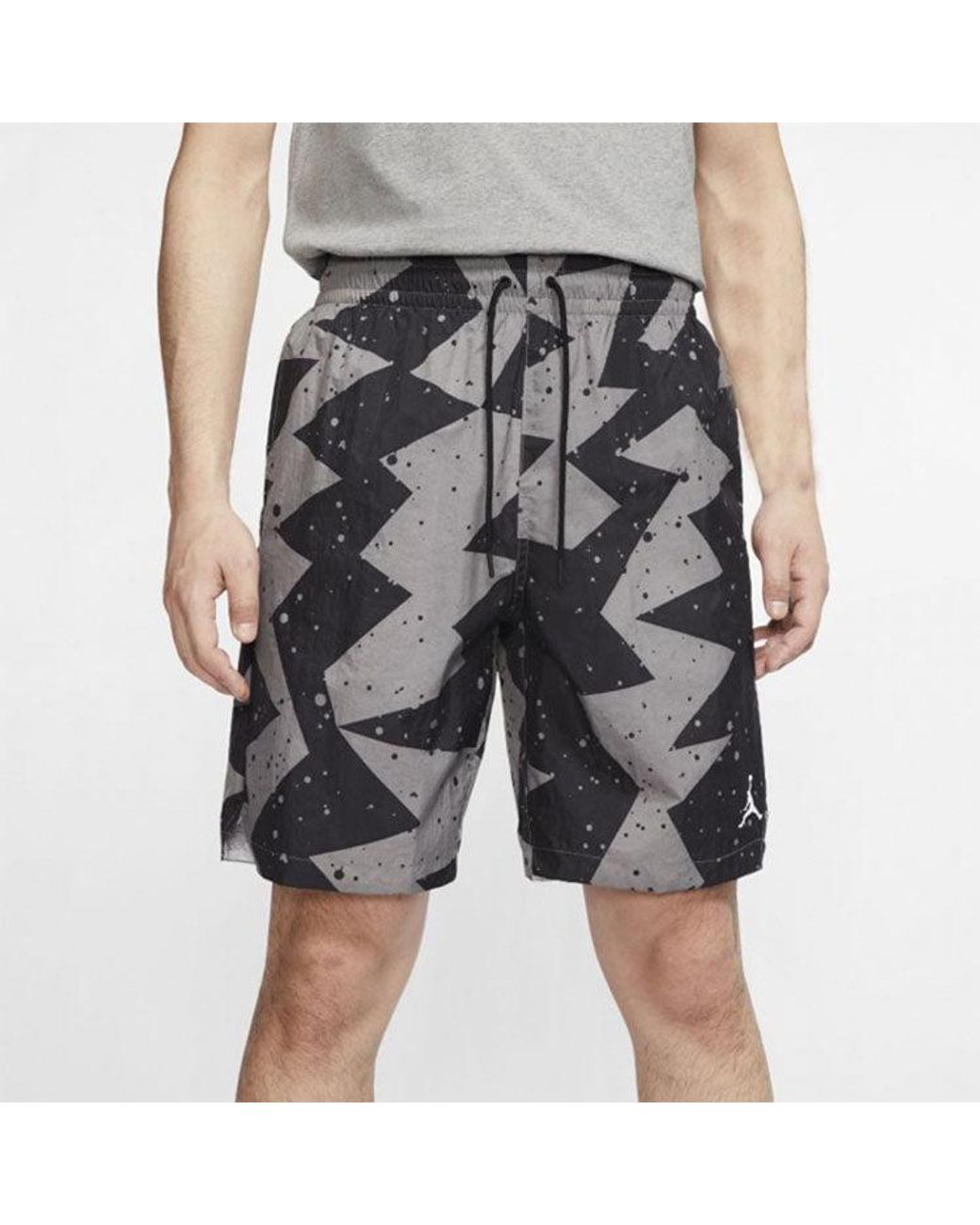 Nike Gray Drawstring Splash Ink Loose Sports Shorts for men
