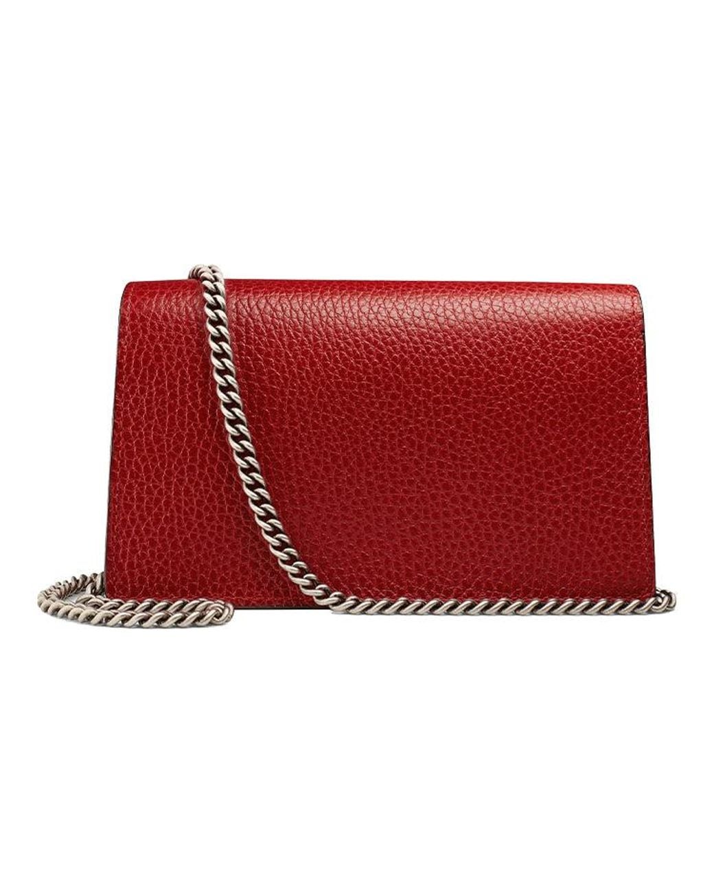 Gucci Red (Wmns) Dionysus Series Leather Bag Single-Shoulder Bag Mini Size