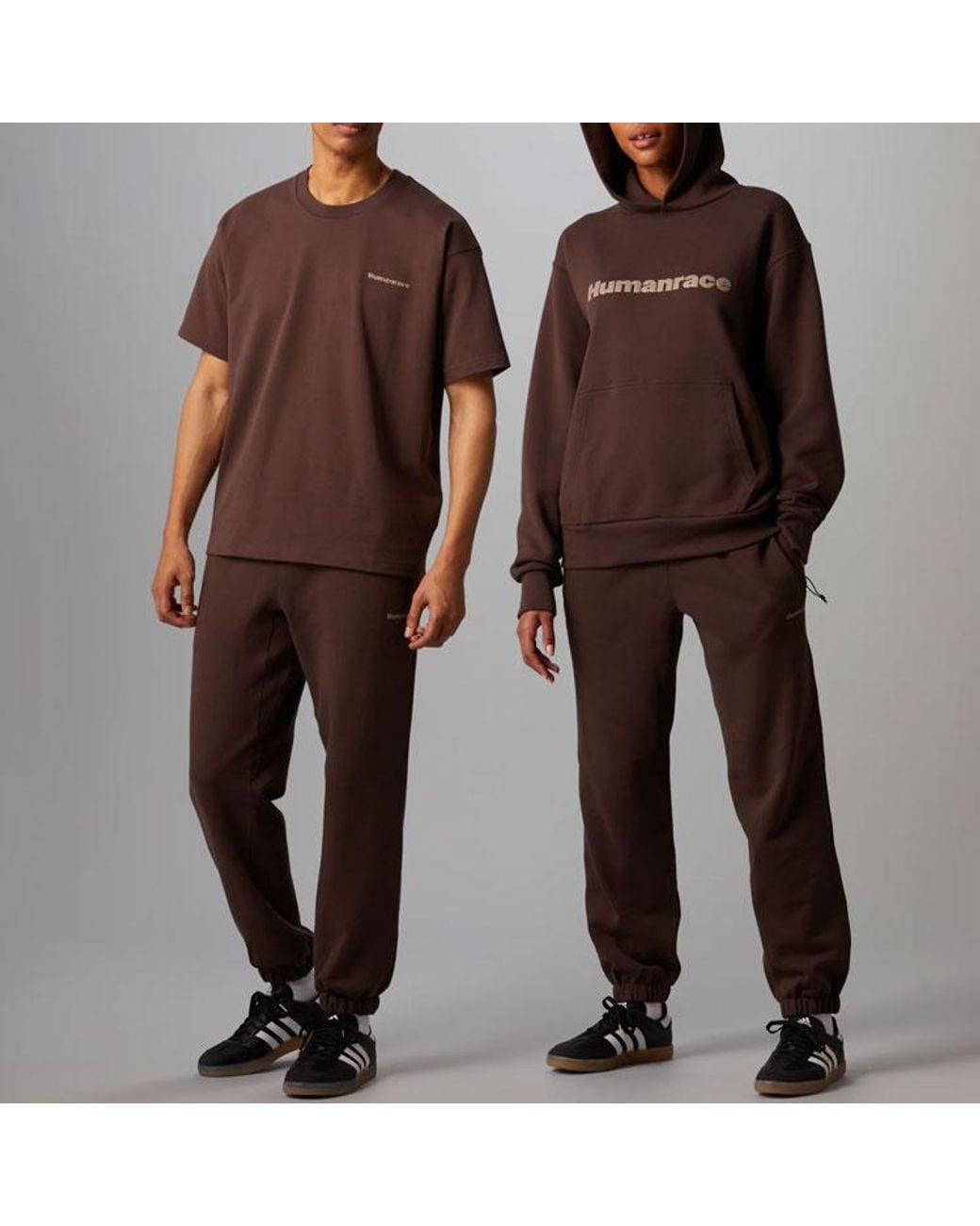 Adidas Brown Originals X Pharrell Williams Crossover Solid Color Lacing Bundle Feet Sports Pants for men