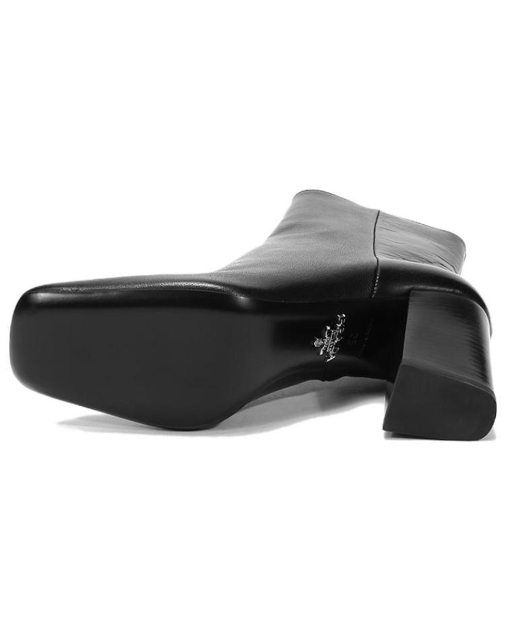 Prada Black (Wmns) Leather Square Toe Ankle Pumps