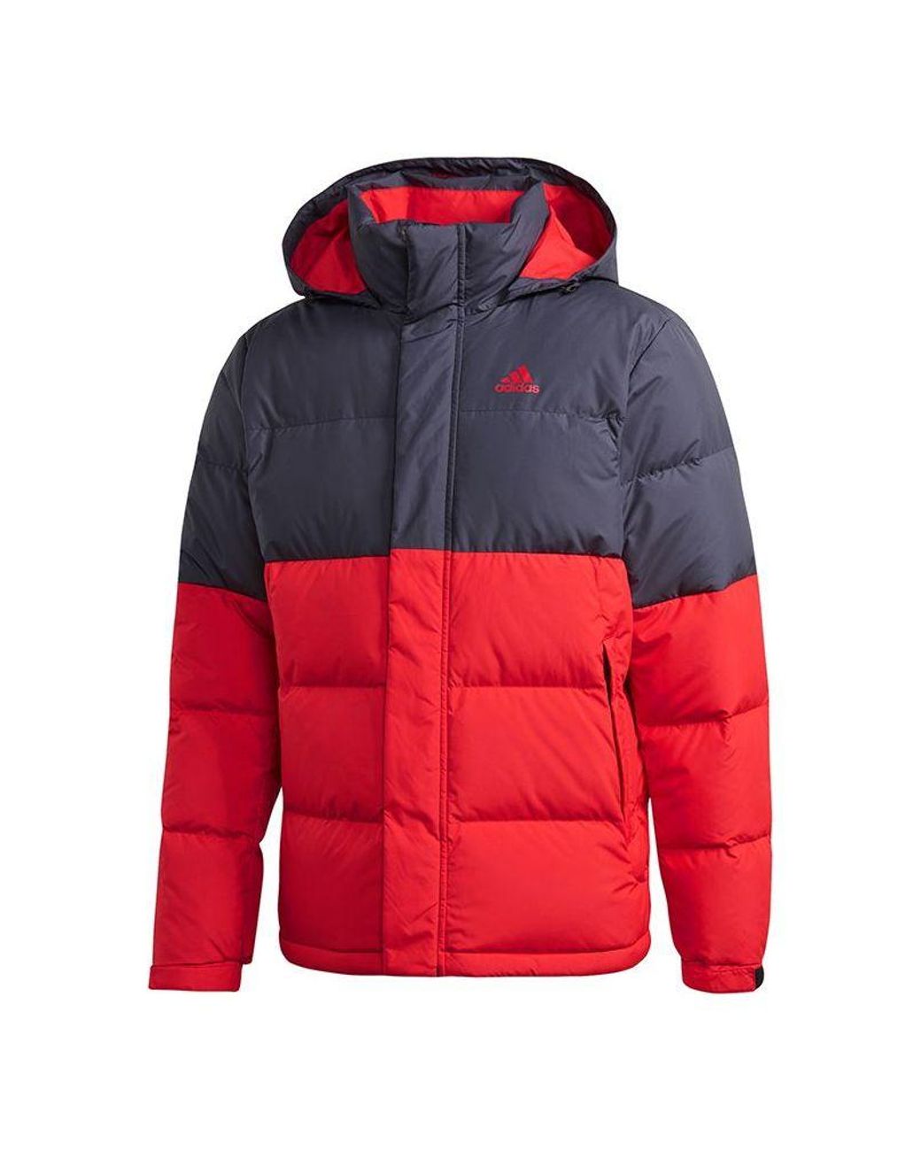 Adidas Red C/ Outdoor Colorblock Sports Hooded Down Jacket for men