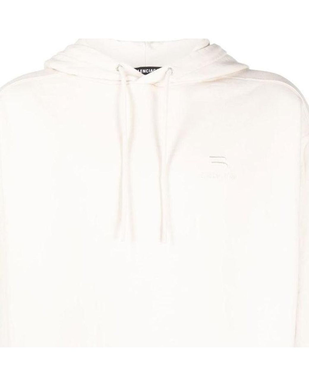 Balenciaga White Sporty Oversized Drawstring Hoodie