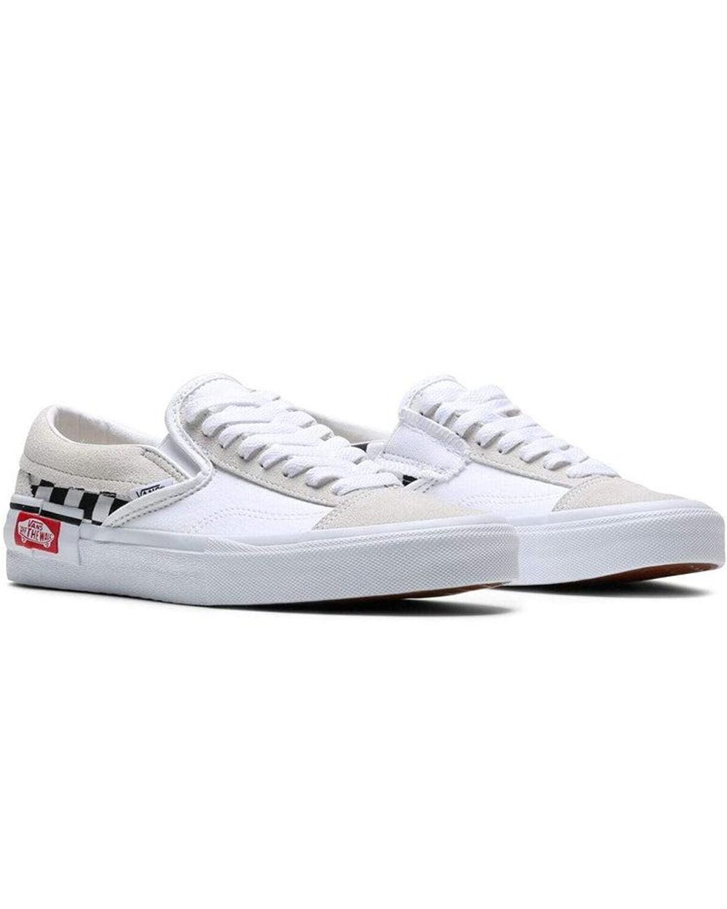 Vans White Slip-On Cap Checkerboard' for men