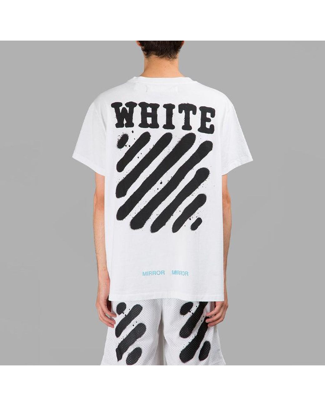 Off-White c/o Virgil Abloh White C/O Virgil Abloh Tiger Stripes Splash Ink Printing Short Sleeve T-Shirt for men