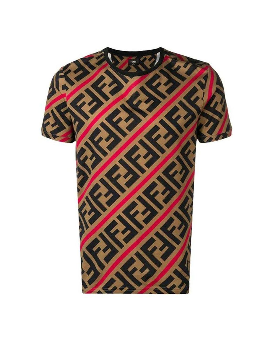 Fendi Black Ss21 Ff Pattern Printing Short Sleeve for men