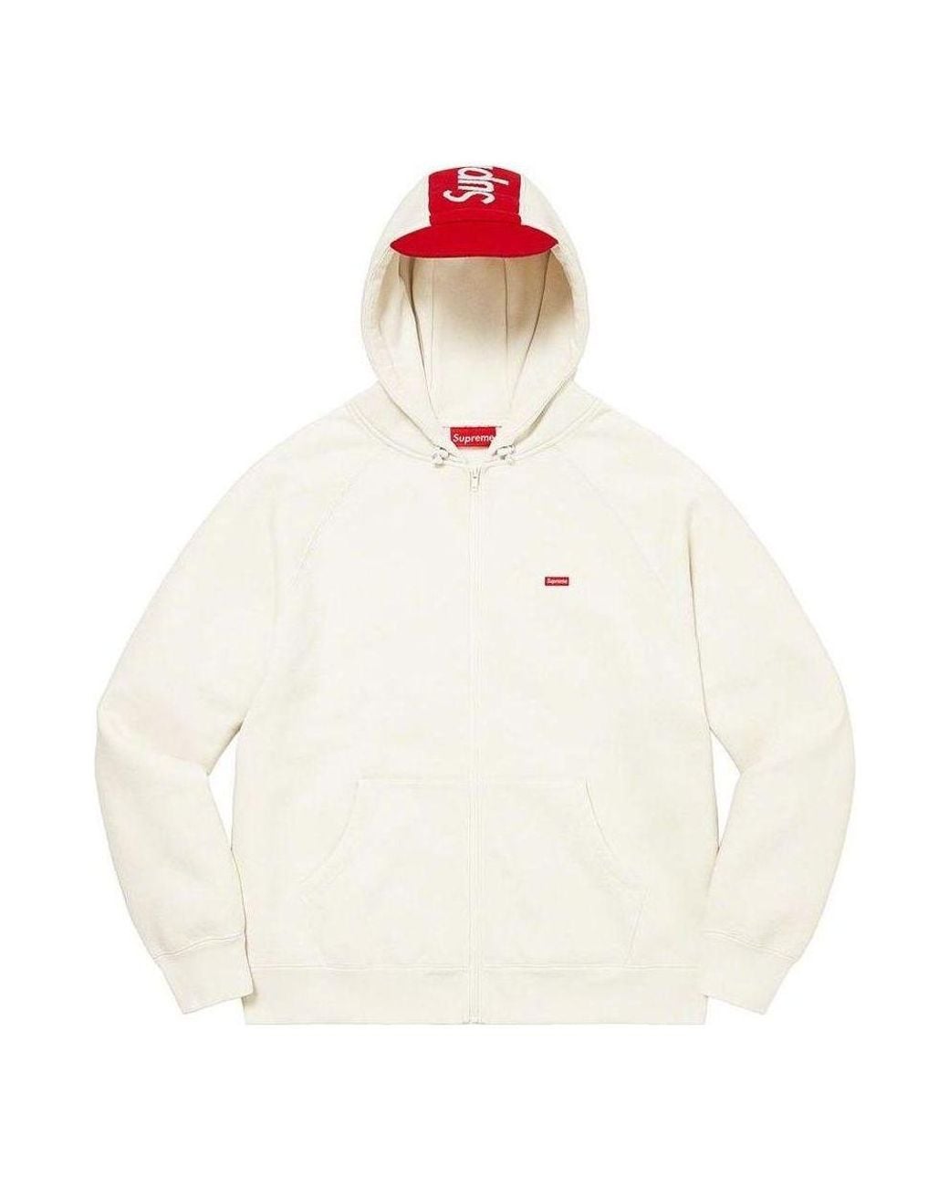 Supreme White Brim Zip Up Hooded Sweatshirt for men