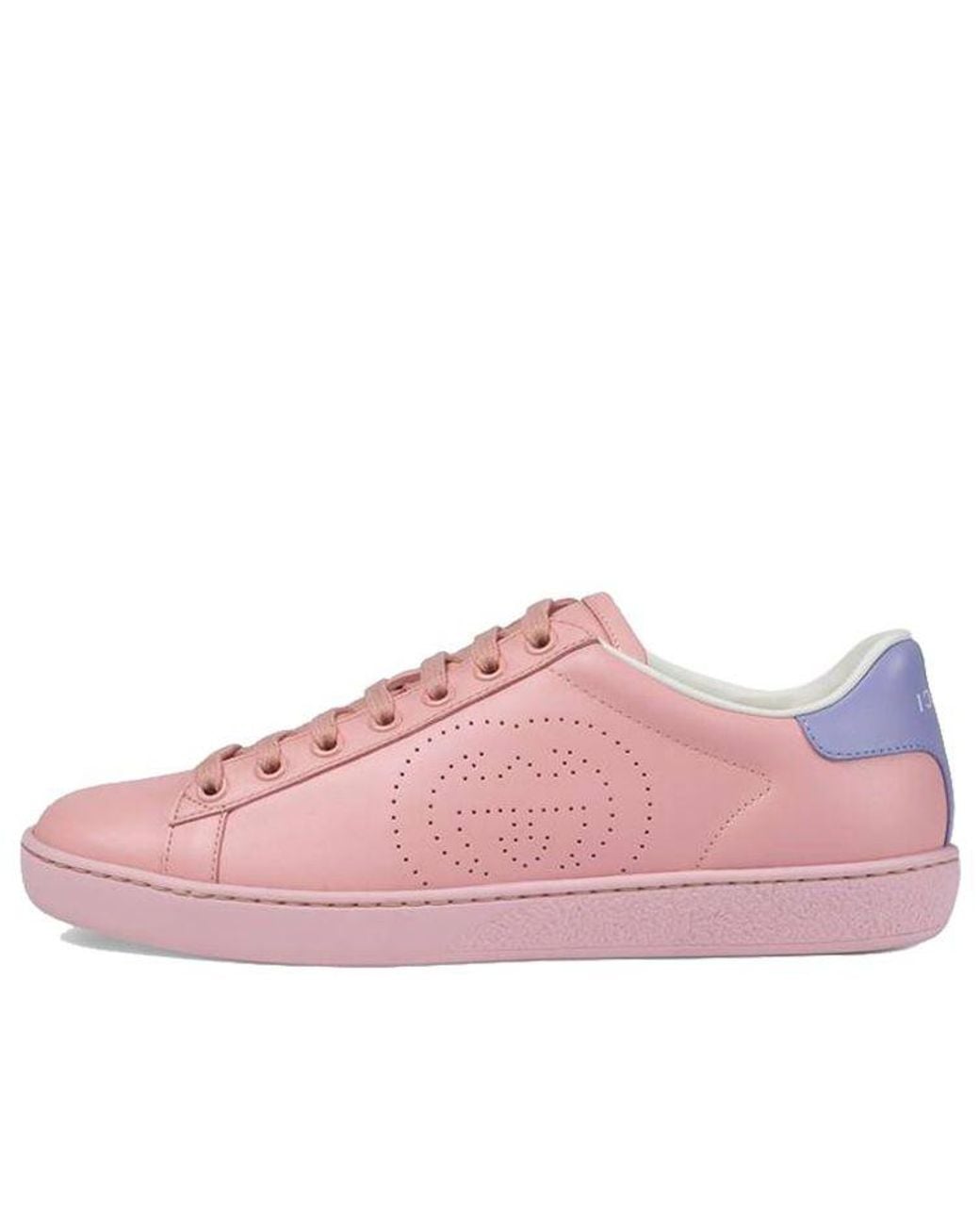 Gucci Pink Women's New Ace Perforated Leather Trainers