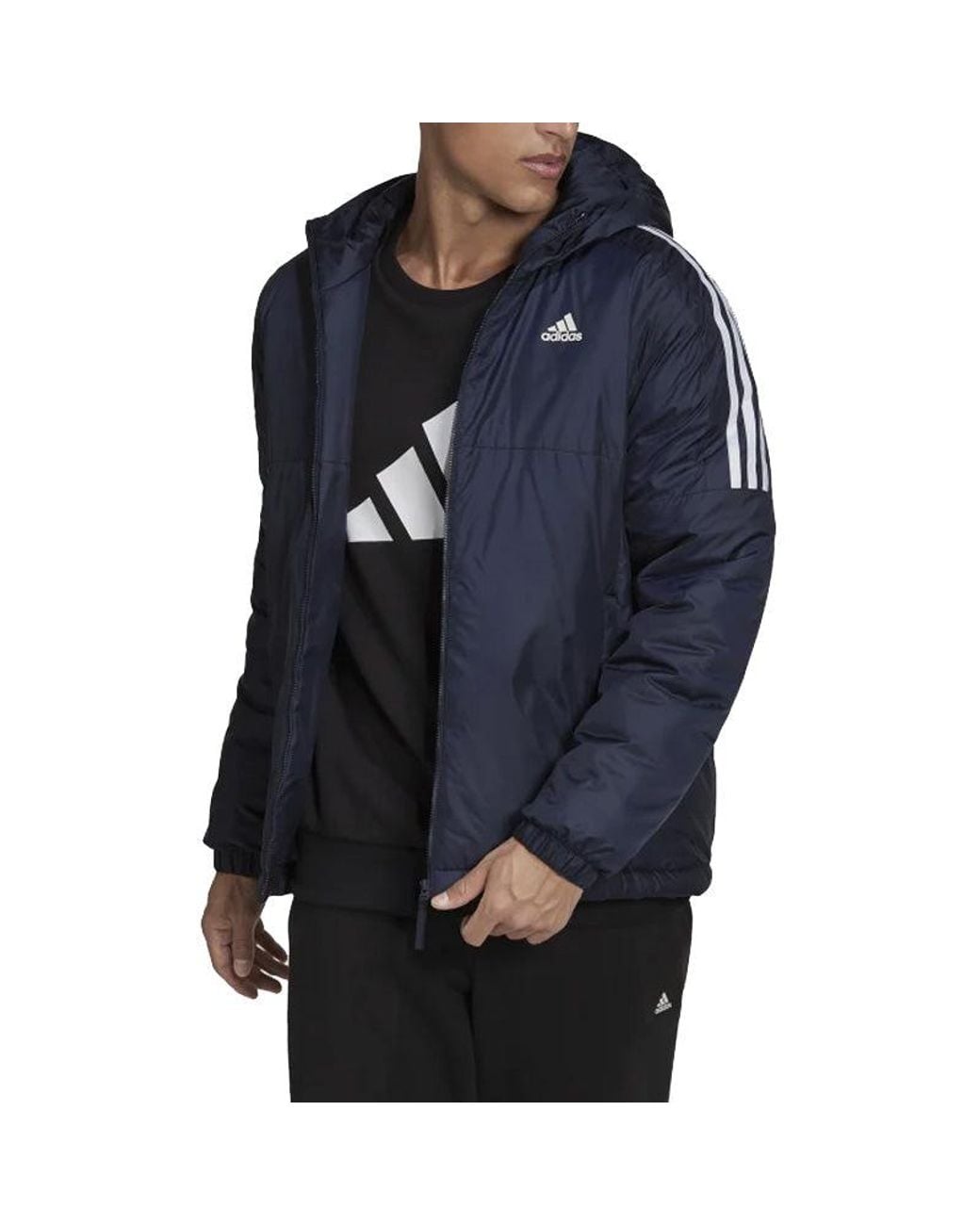 Adidas Blue Essentials Insulated Hooded Jacket for men