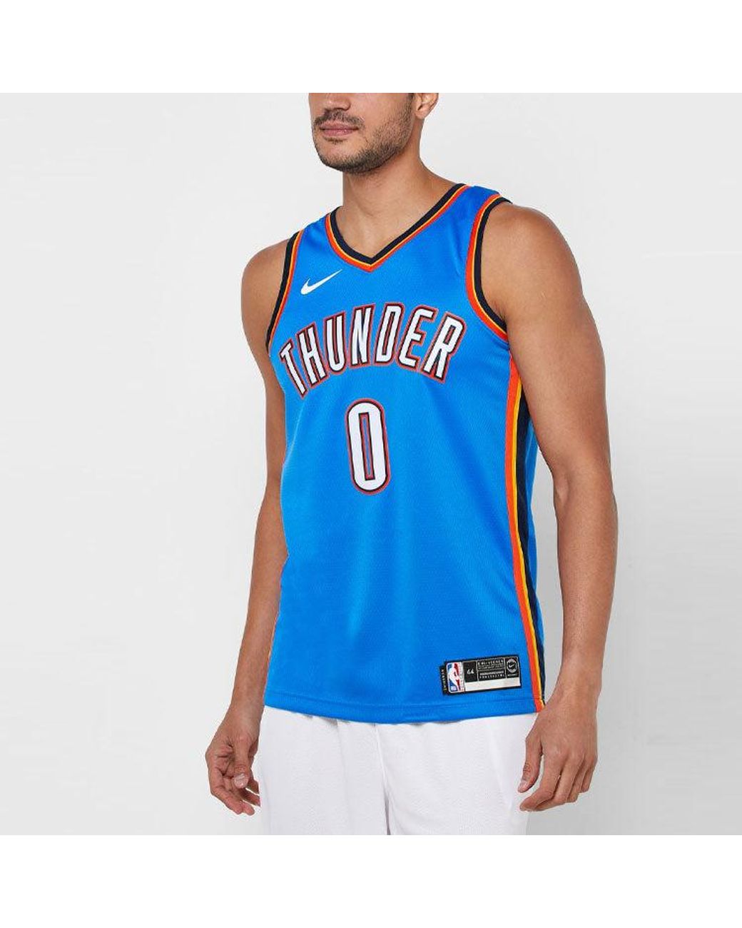 Nike Blue Nba Oklahoma City Thunder Russell Westbrook 0 Swingman Tank for men