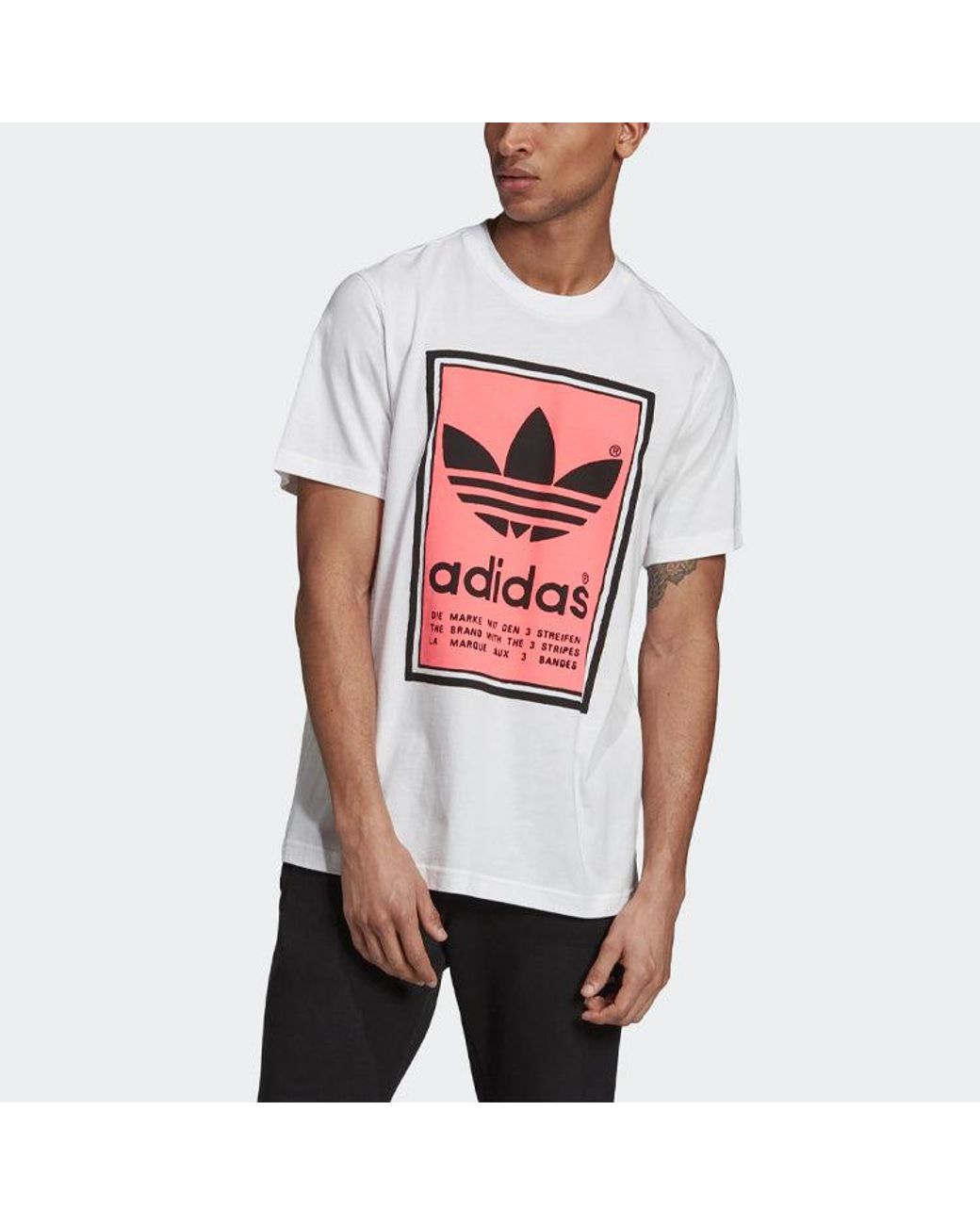 Adidas Red Originals Filled Label Logo Printing Short Sleeve for men
