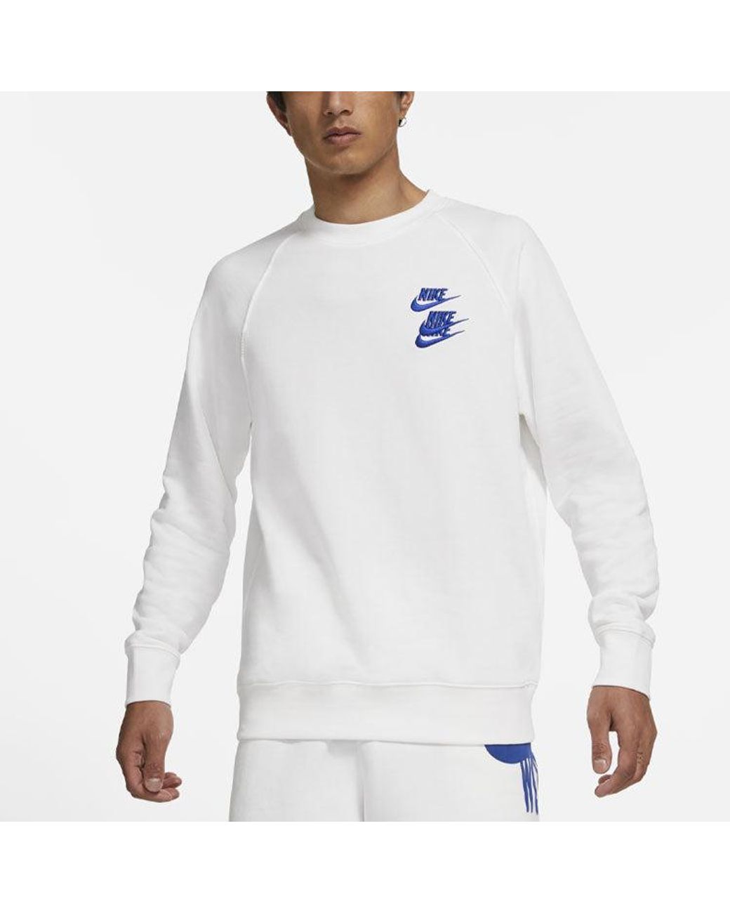 Nike White Embroidered 3 Hook Logo Crew-Neck for men