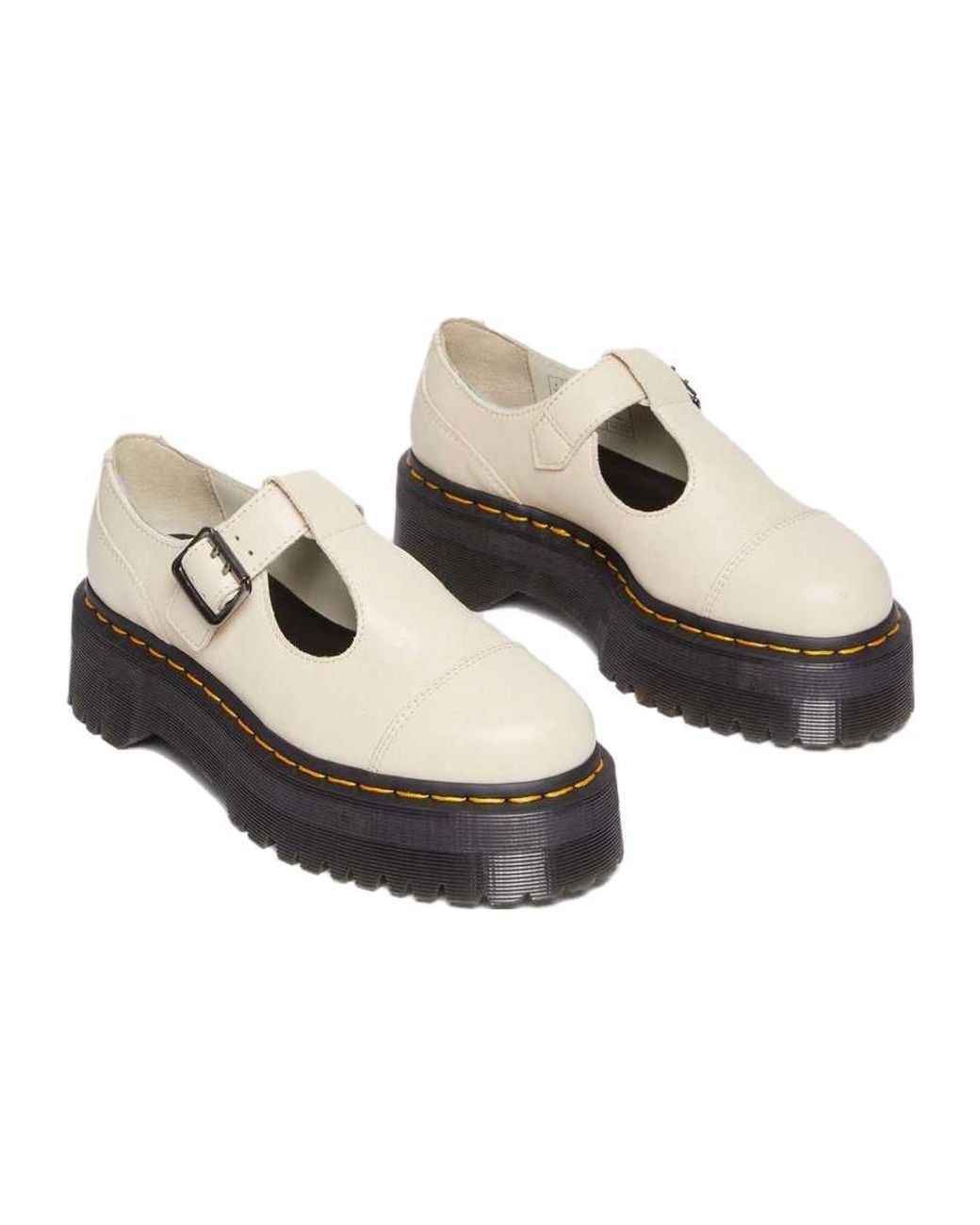Dr. Martens White (Wmns) Bethan Pisa Leather Platform Mary Jane 'Parchment'